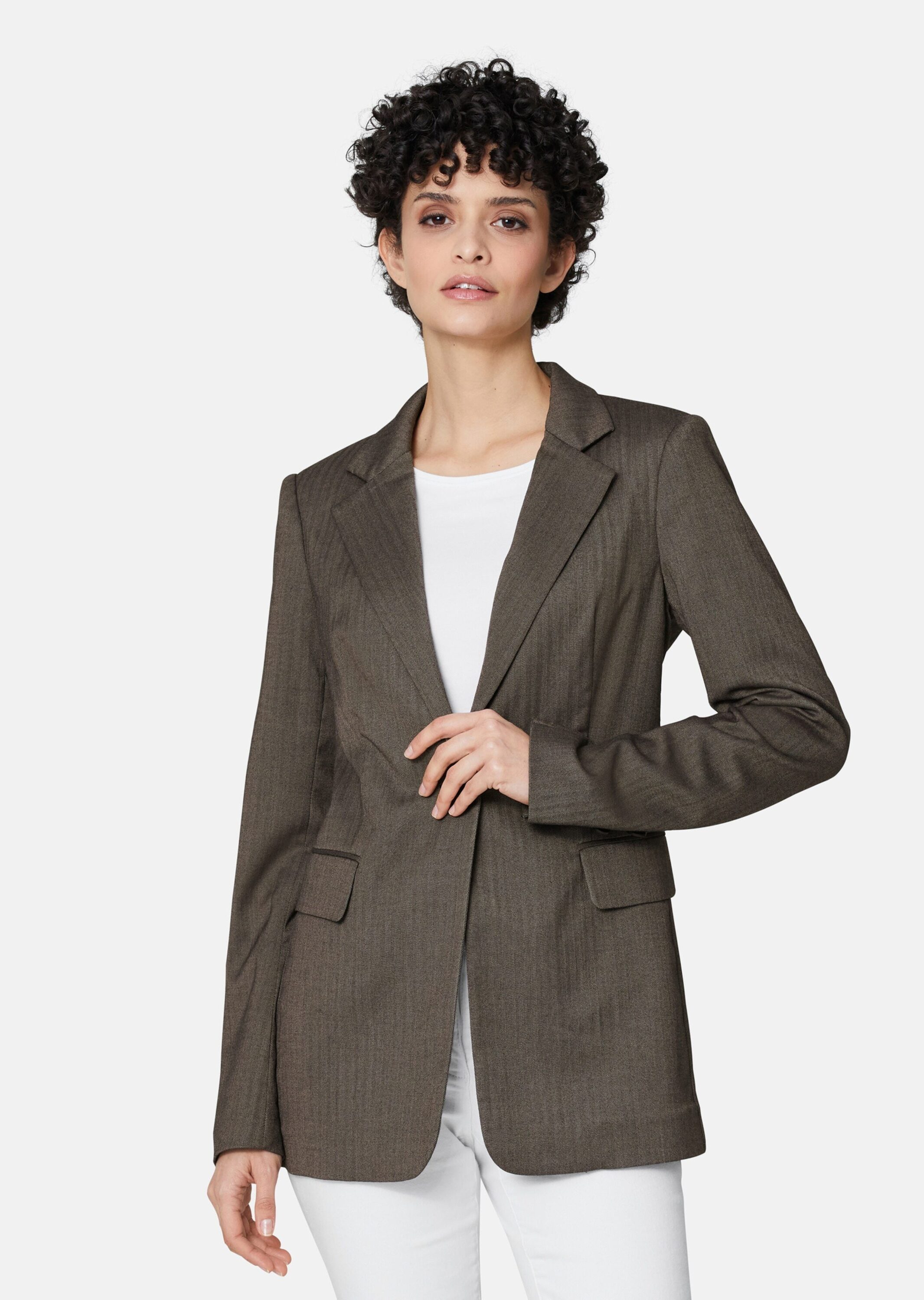 Kurzblazer Blazer mit Fischgrat-Dessin