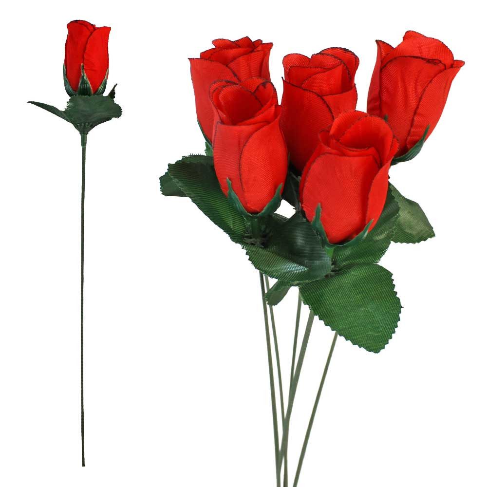 Kunstblume 288 Stück Schießbudenblumen Rosenknospen Kunststoff rot - ca. 49 cm Rose, Rasehorn