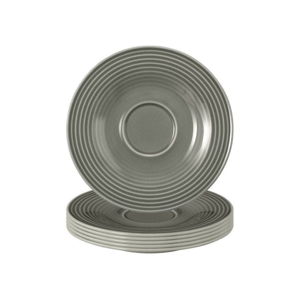 Seltmann Weiden Espressotasse Seltmann Weiden Beat Perlgrau Kombi-Untertasse 13,5 cm 6er Set, Porzellan
