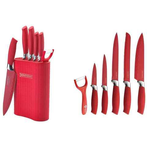 Markenwarenshop-Style Messer-Set Messer Kochmesser Messerständer Messerset 7-tlg. Royalty Line rot