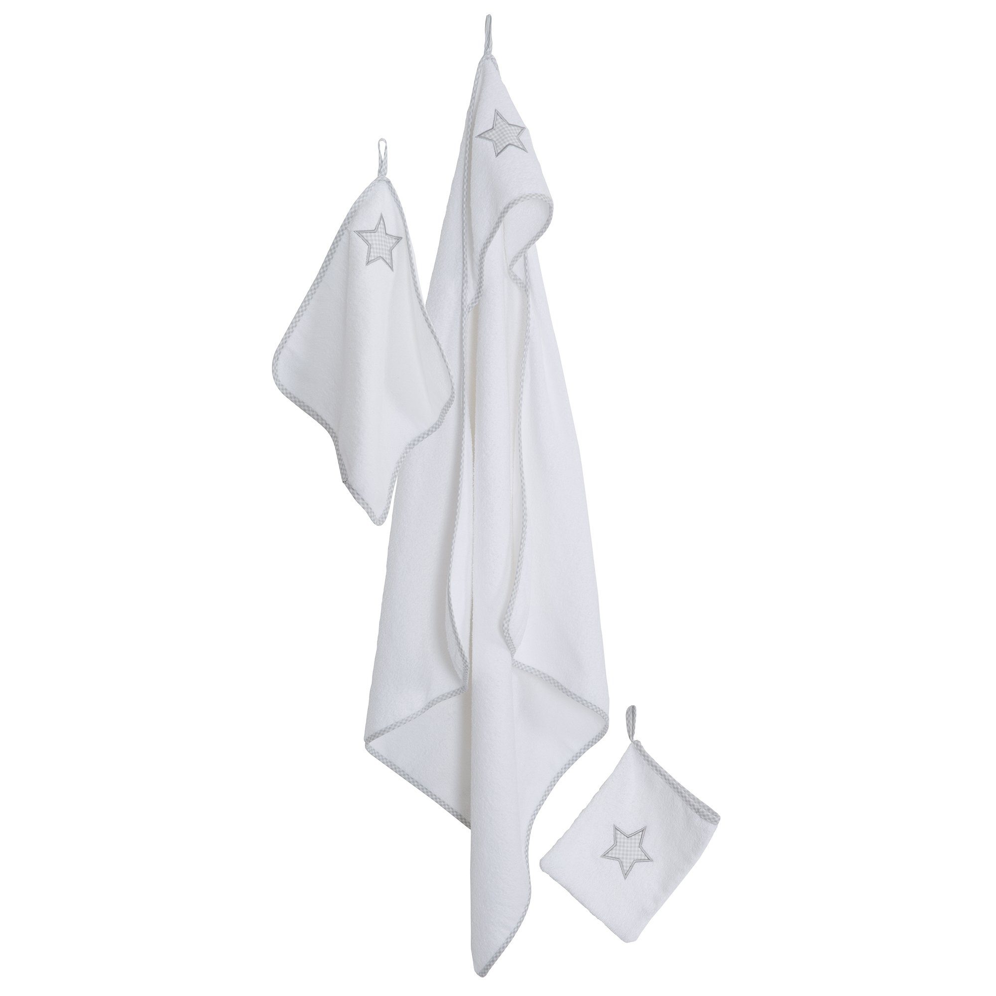 roba® Neugeborenen-Geschenkset Frottee 3-teilig Kapuzenhandtuch, Handtuch & Waschlappen