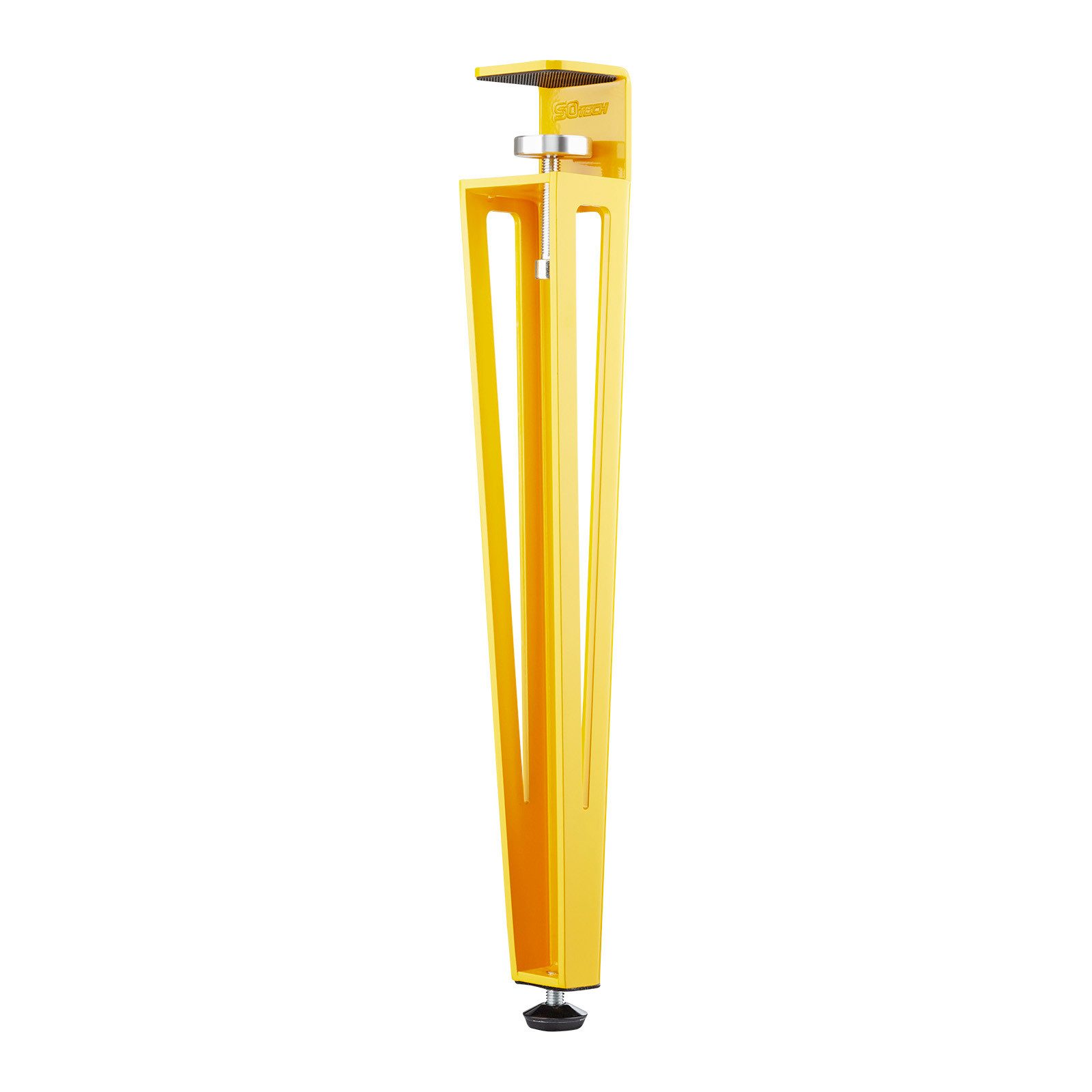 SO-TECH® Tischbein ColorLine in F-Form konisch zulaufend von 70 auf 40 mm, mit Klemmschraube (ohne Bohren) - gelb - Höhe 464 mm - 1x