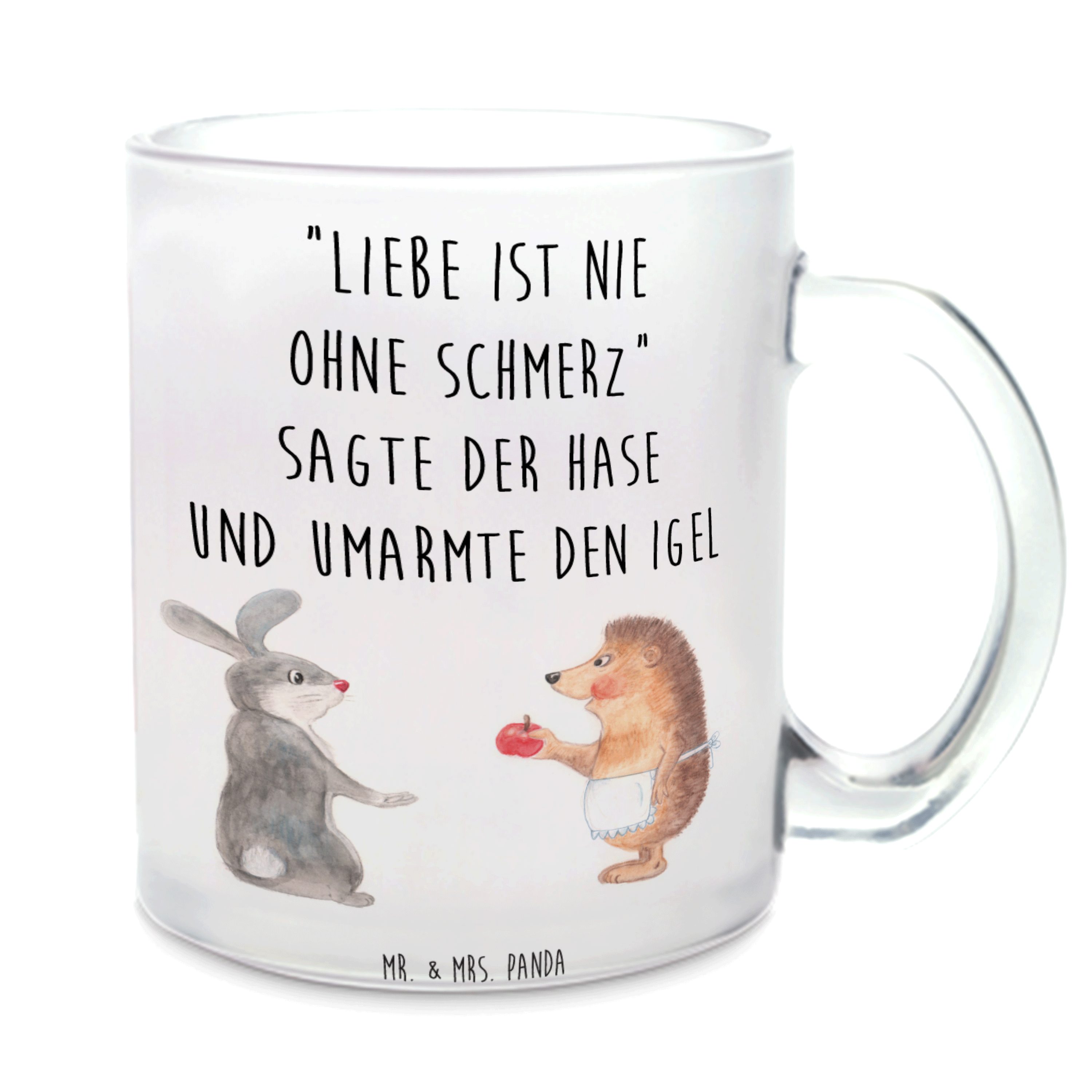 Mr. & Mrs. Panda Teeglas »Liebe ist nie ohne Schmerz Transparent