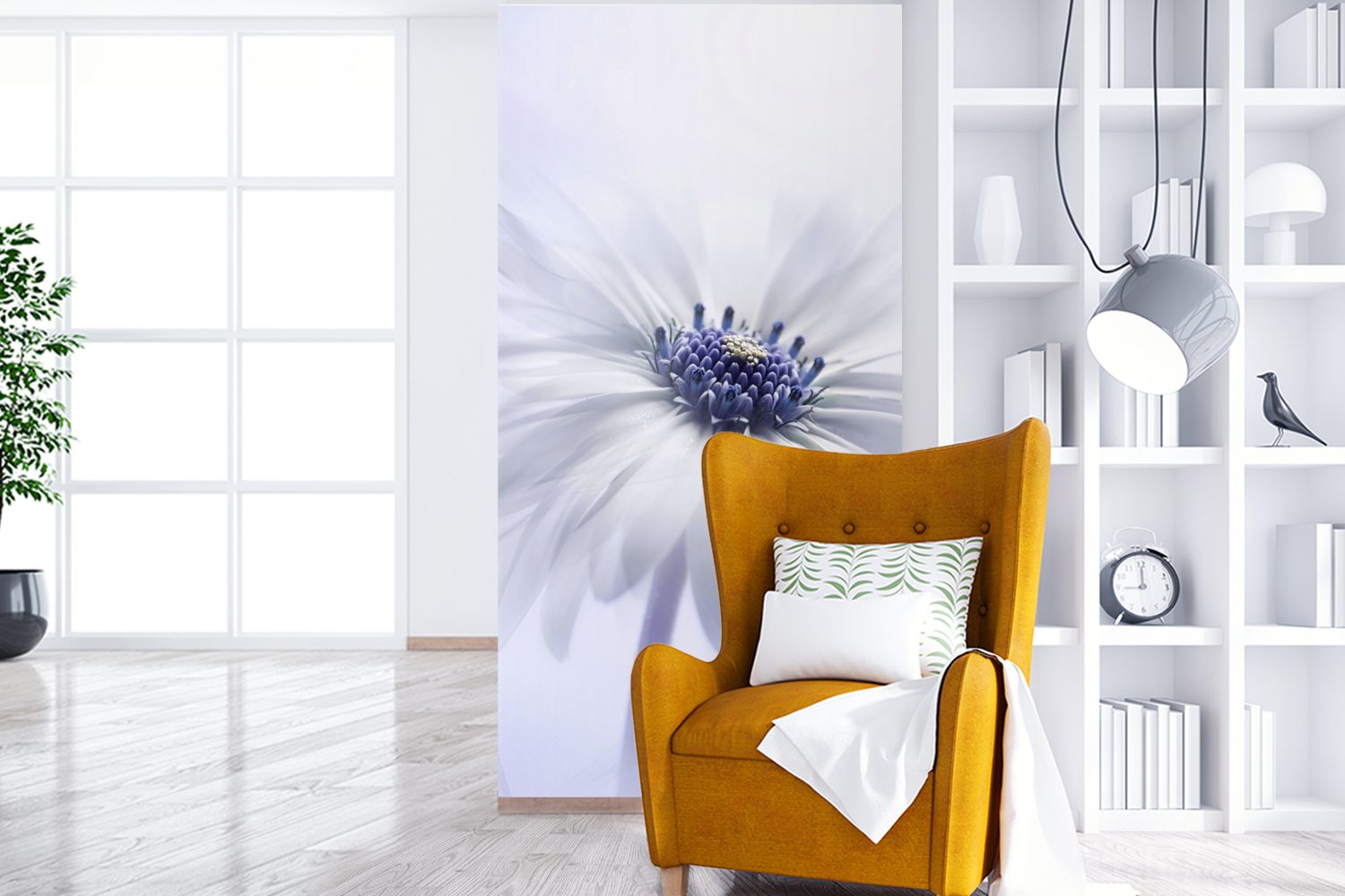 Wohnzimmer MuchoWow - Fototapete bedruckt, Blume Schlafzimmer Abstrakt Fototapete (2 Vliestapete St), Küche, für Weiß, Matt, -