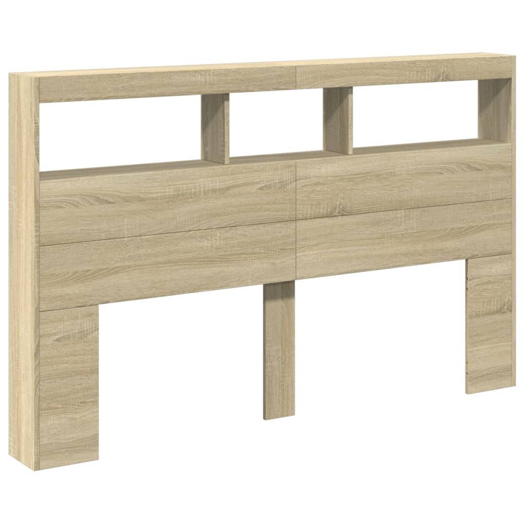 vidaXL Bett LED-Kopfteil mit Ablagen Sonoma-Eiche 160x17x102 cm (1-tlg)
