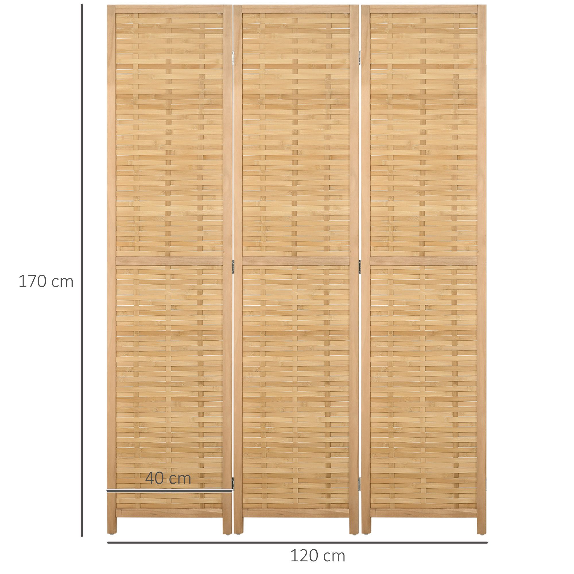 HOMCOM Paravent 4-teilig, aus Bambus, Faltbarer Sichtschutz, Raumtrenner Stellwand (Sichtschutzwand, 1 St., Raumtrenner aus Bambus), für Wohnzimmer, Schlafzimmer, Natur