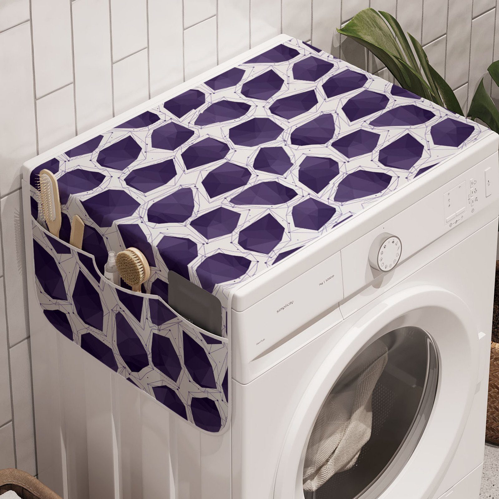 Abakuhaus Badorganizer Anti-Rutsch-Stoffabdeckung für Waschmaschine und Trockner, Vieleck Moderne lila Element