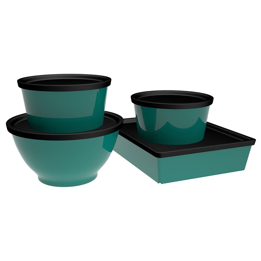 Ornamin Lunchbox Großes 2go-Set, To-go-Set mit 4 Behältern l 2 x 600 ml l 800 ml l 1250 ml