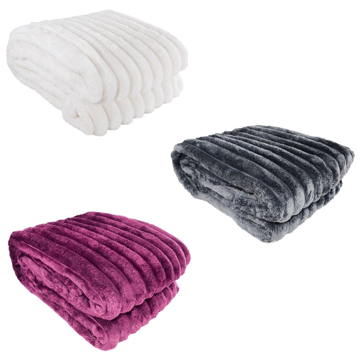 Wohndecke Kuscheldecke Cordoptik 150 x 200 cm mit Flanell & Glitzer Wohndecke, Marabellas Shop, mit breiten Rippen