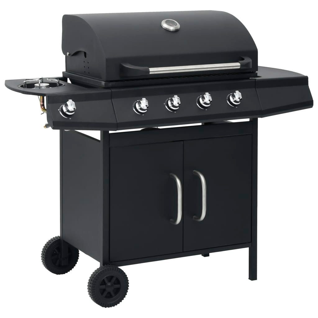 vidaXL Gasgrill Gasgrill 4+1 Flammen Schwarz Stahl