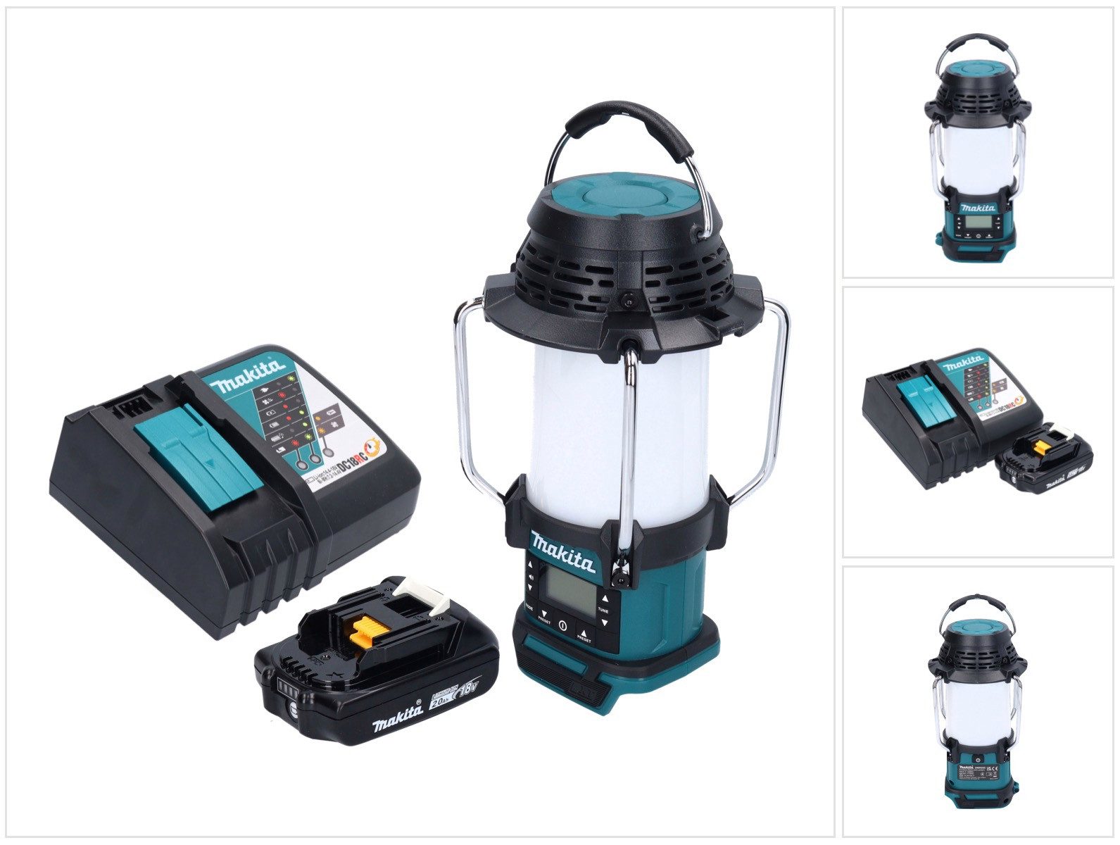 Makita Baustrahler DMR 055 RA1 Akku Radio 18 V FM mit Laterne 360° Taschenlampe + 1x Akk