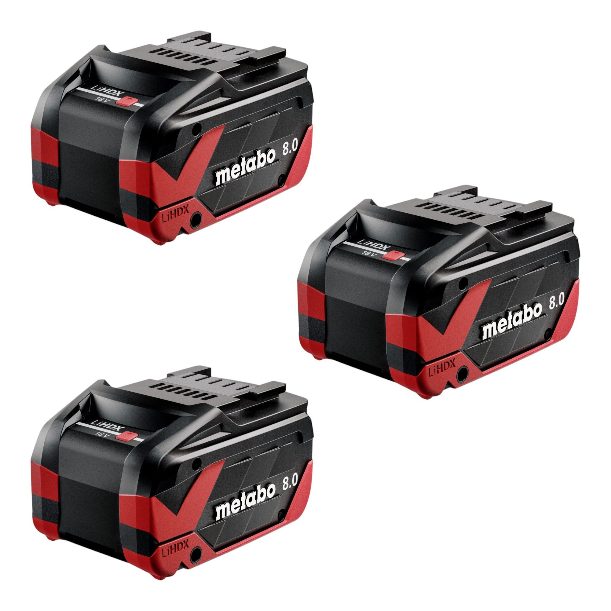 metabo 3x LiHDX Akkupack 18 V 8,0 Ah CAS Li-Ion Akku (3x 624975000) Akkupacks