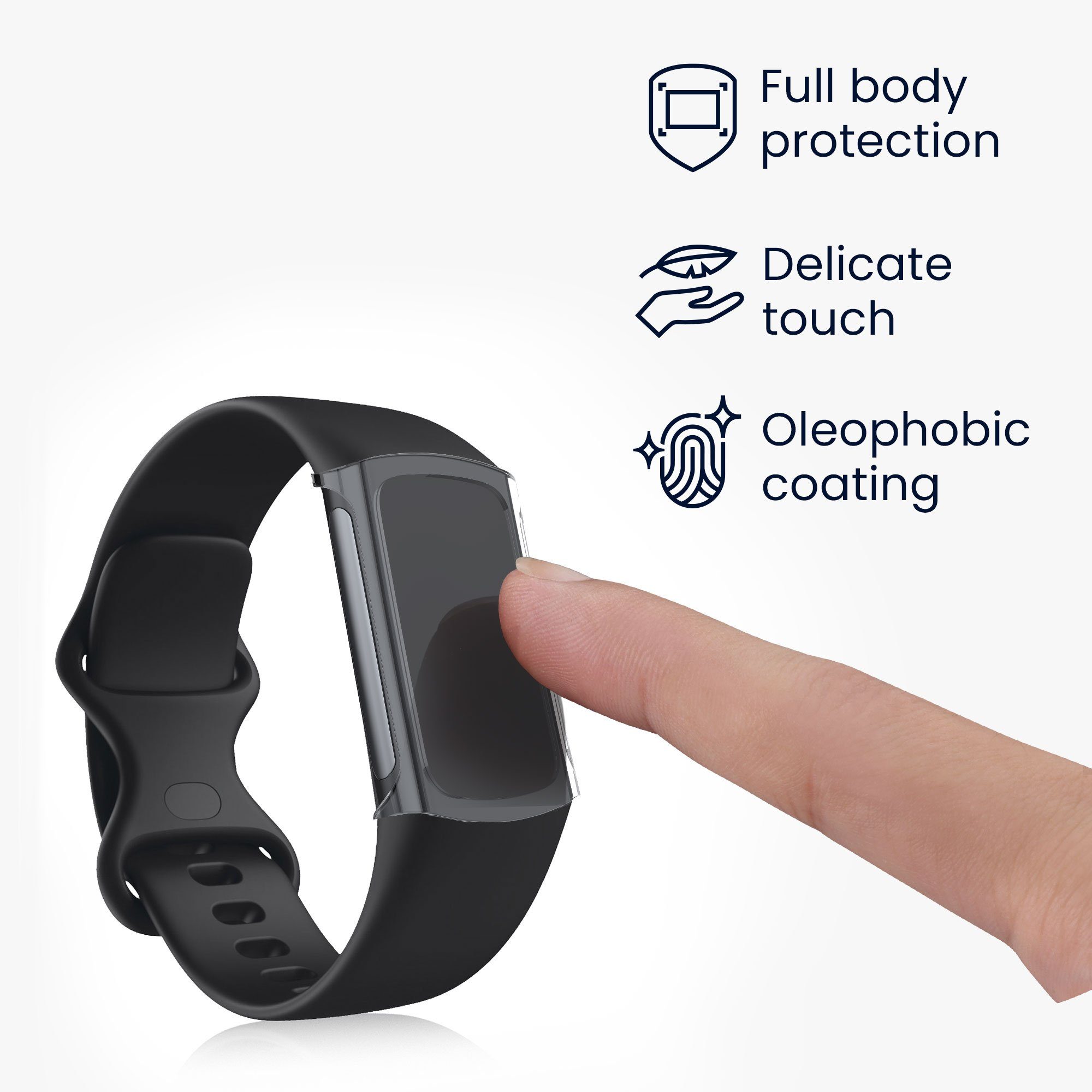 kwmobile 2x Silikon Hülle für Fitbit Charge 6 / Charge 5 Smartwatch, 2-tlg., Schutzhülle Fullbody Display Cover Set aus Silikon