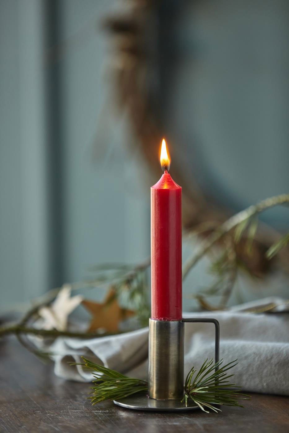 LS-LebenStil Tafelkerze Exklusive Stabkerzen Ribe Rustik 6´er Set Rot 11x2,2cm Made in Denmark (Spitzkerzen Tafelkerzen für die perfekte Tischdeko Hochzeit Taufe Advent Weihnachten Unparfümiert, 6-tlg), MADE IN EU