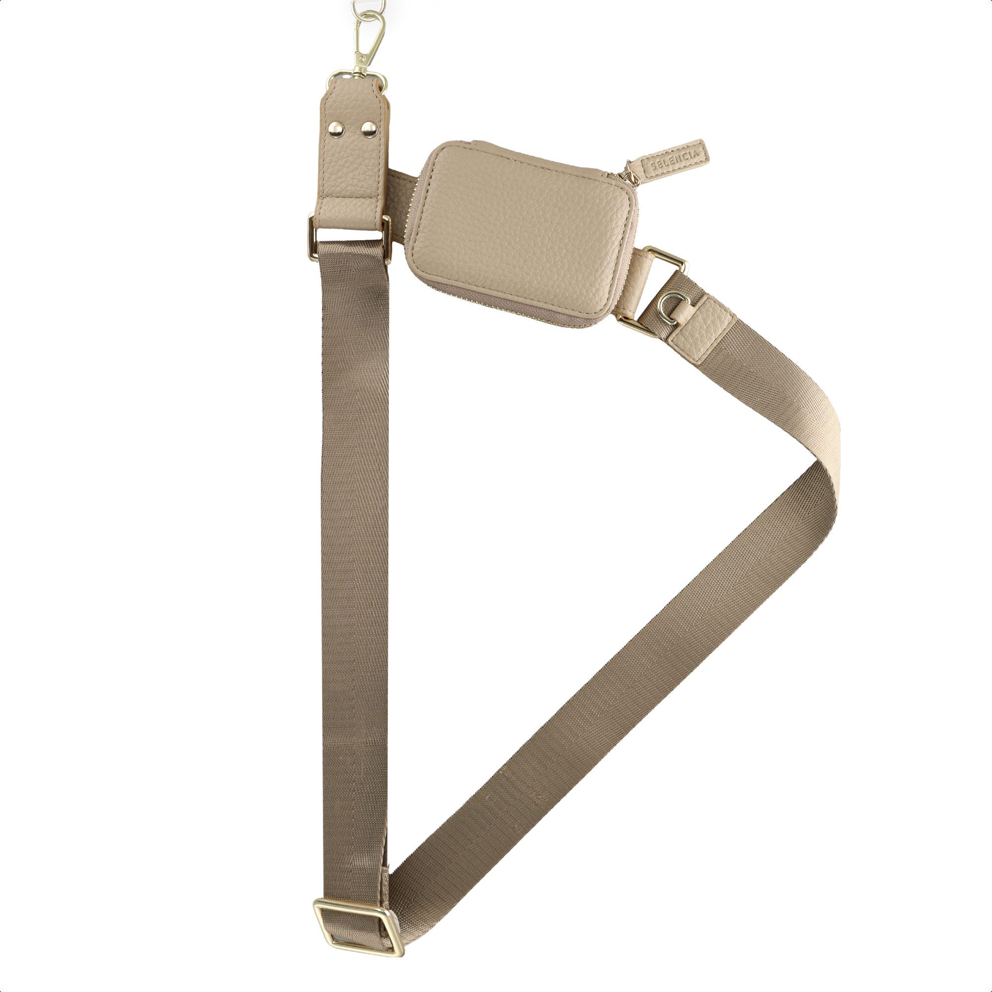 Selencia Smartphone-Tragegurt Selencia Handykette mit kleiner Tasche - Beige, (1-tlg)