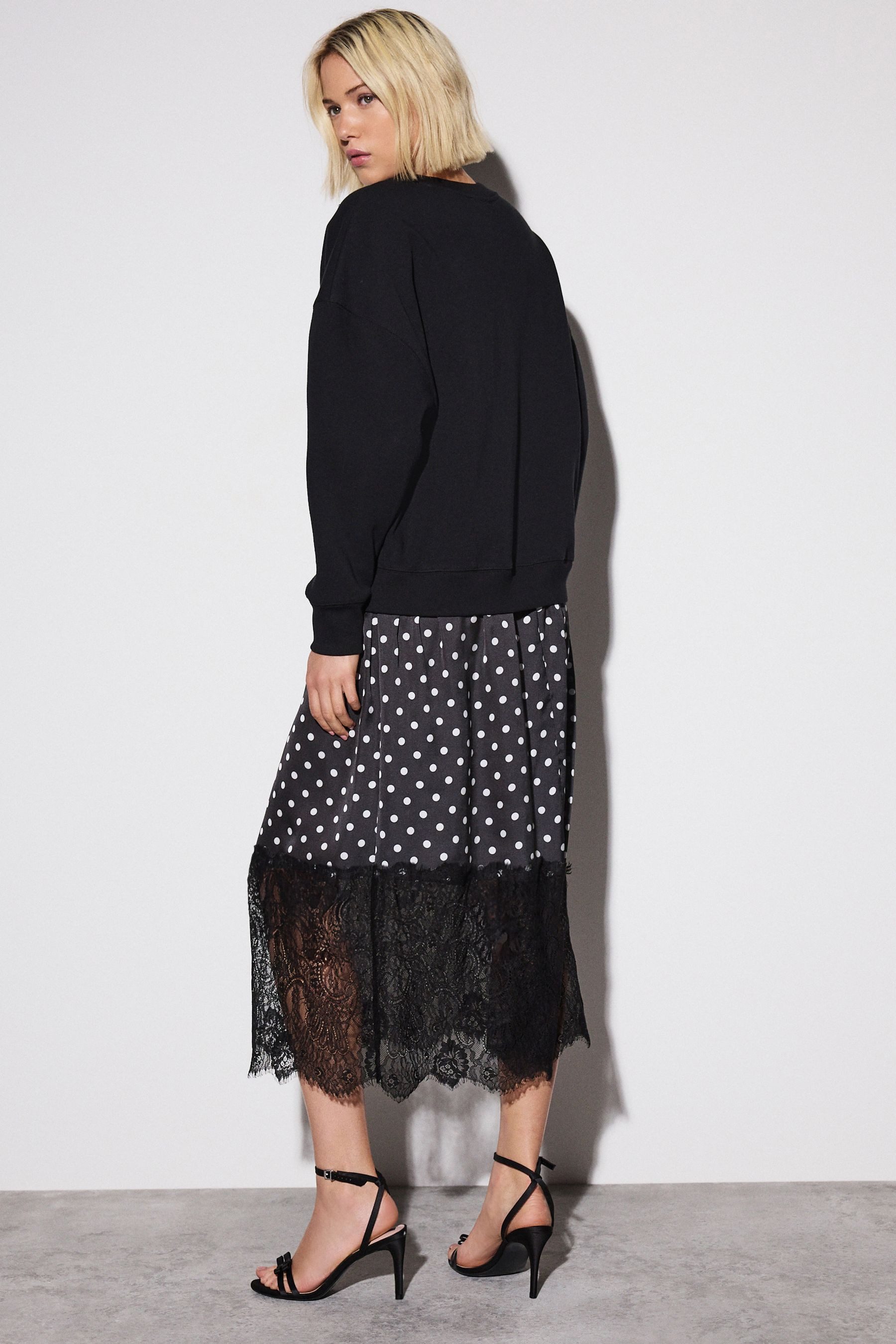 Next Midikleid 2-in-1 Pullover-Satinmidirock mit weichem Griff (1-tlg) günstig online kaufen