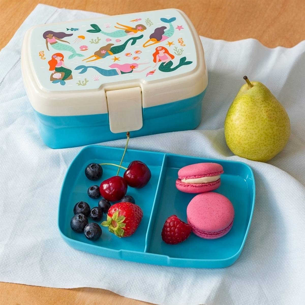 Rex London Lunchbox Brotdose Meerjungfrau, 2 Fächer, Kunststoff, spülmaschinenfest