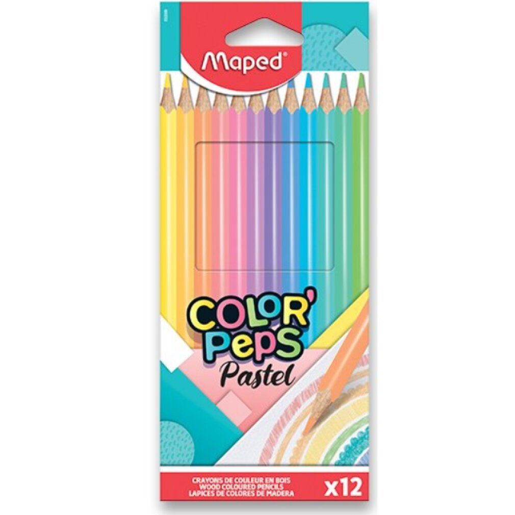 MAPED Buntstift Farbstift 12er Pastell- farben 3kant Color Peps