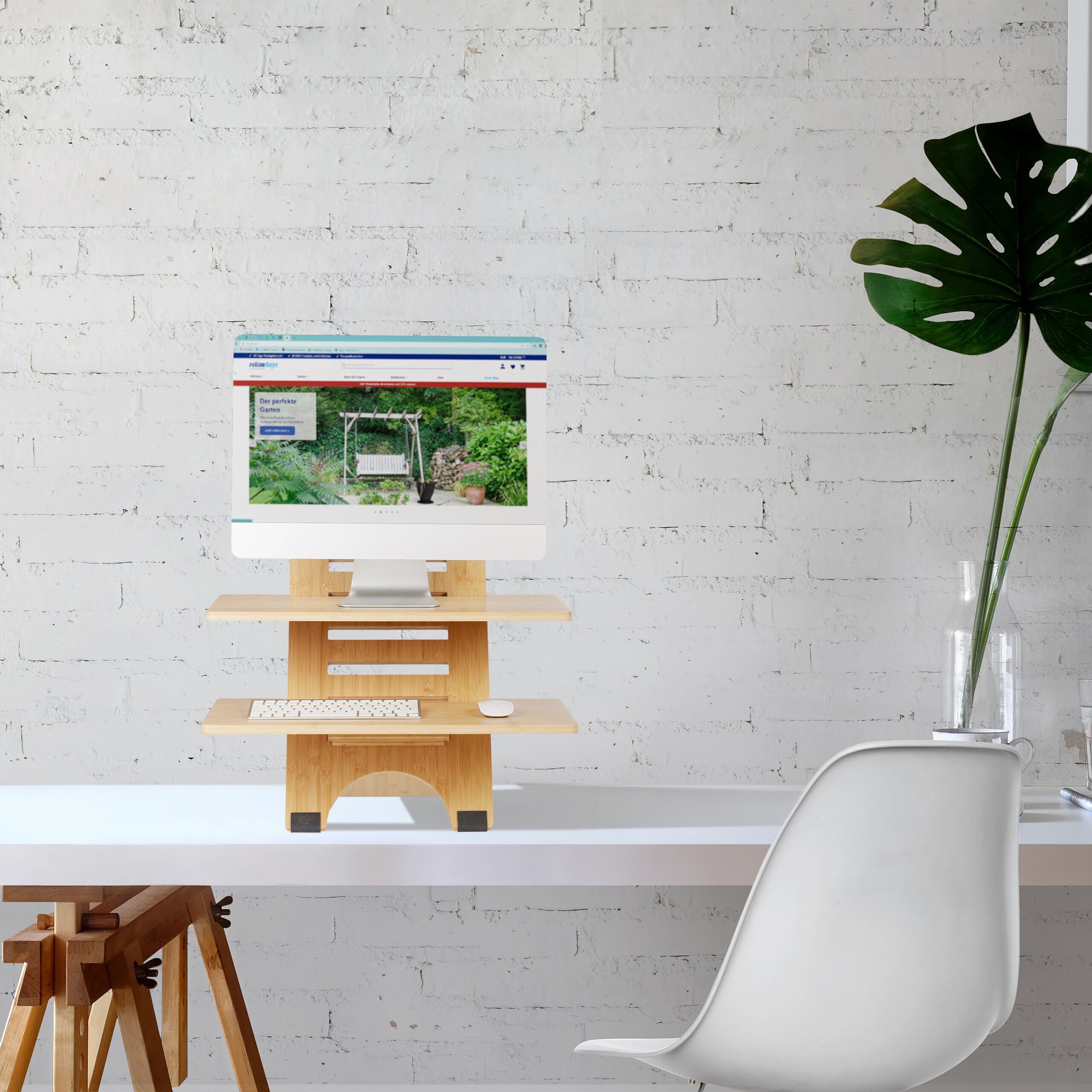 relaxdays Schreibtischaufsatz Stehschreibtisch Aufsatz aus Bambus günstig online kaufen