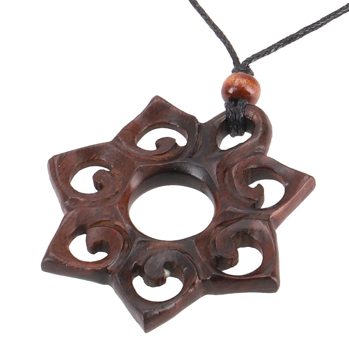 Guru-Shop Kettenanhänger Ethno Holzschmuck, Halskette, Surferkette -..
