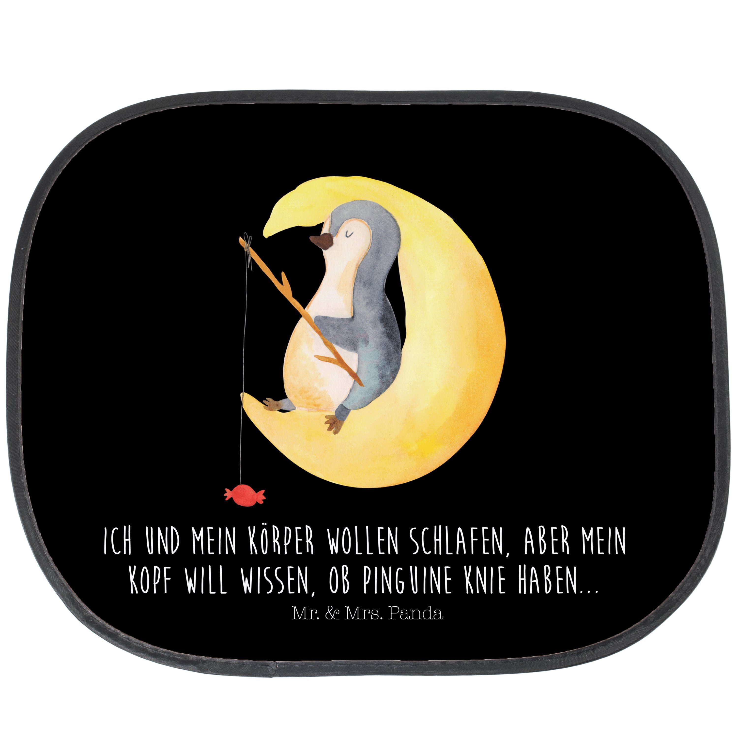 Sonnenschutz Pinguin Mond - Schwarz - Geschenk, Sonnenblende, Sonnenschutzfolie, S, Mr. & Mrs. Panda, Seidenmatt