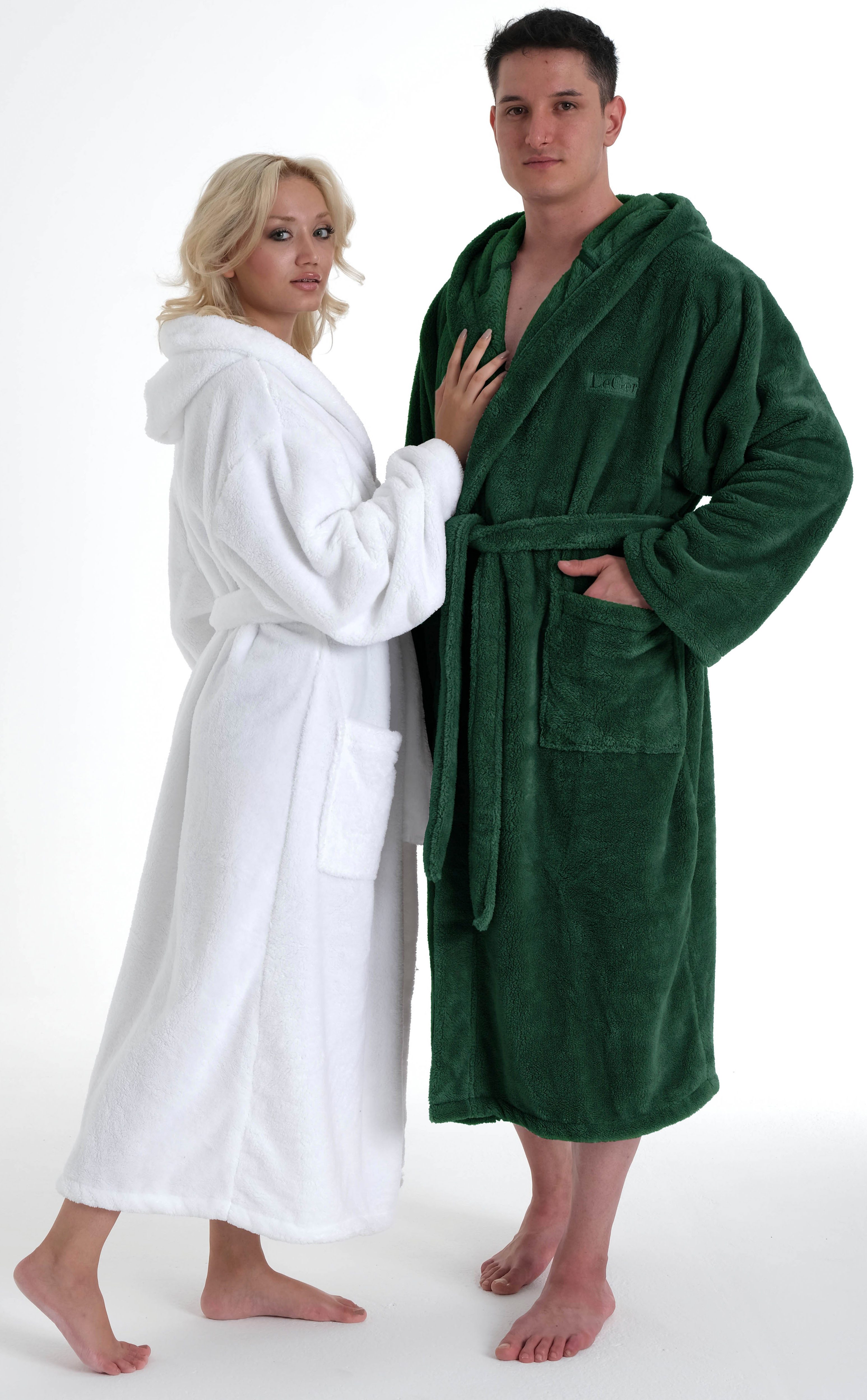 LeGer Home by Lena Gercke Unisex-Bademantel Lovina, ideal für Sauna & Spa, Hotelbademantel, Morgenmantel, Langform, Microfaser, Kapuze, Gürtel, kuschelig weicher Fleece, plüsch, für Damen und Herren, XS-3XL