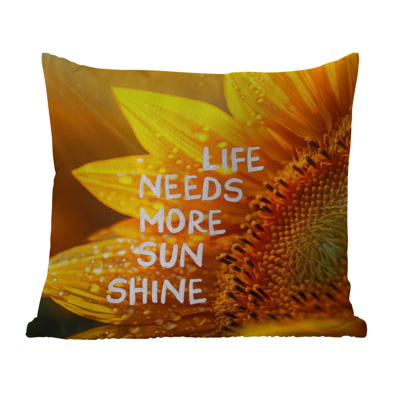 MuchoWow Dekokissen Sonnenblume - Nahaufnahme - Gelb - Zitat, Kissenbezüge, Kissenhülle, Kissen, Outdoor, 40x40 cm