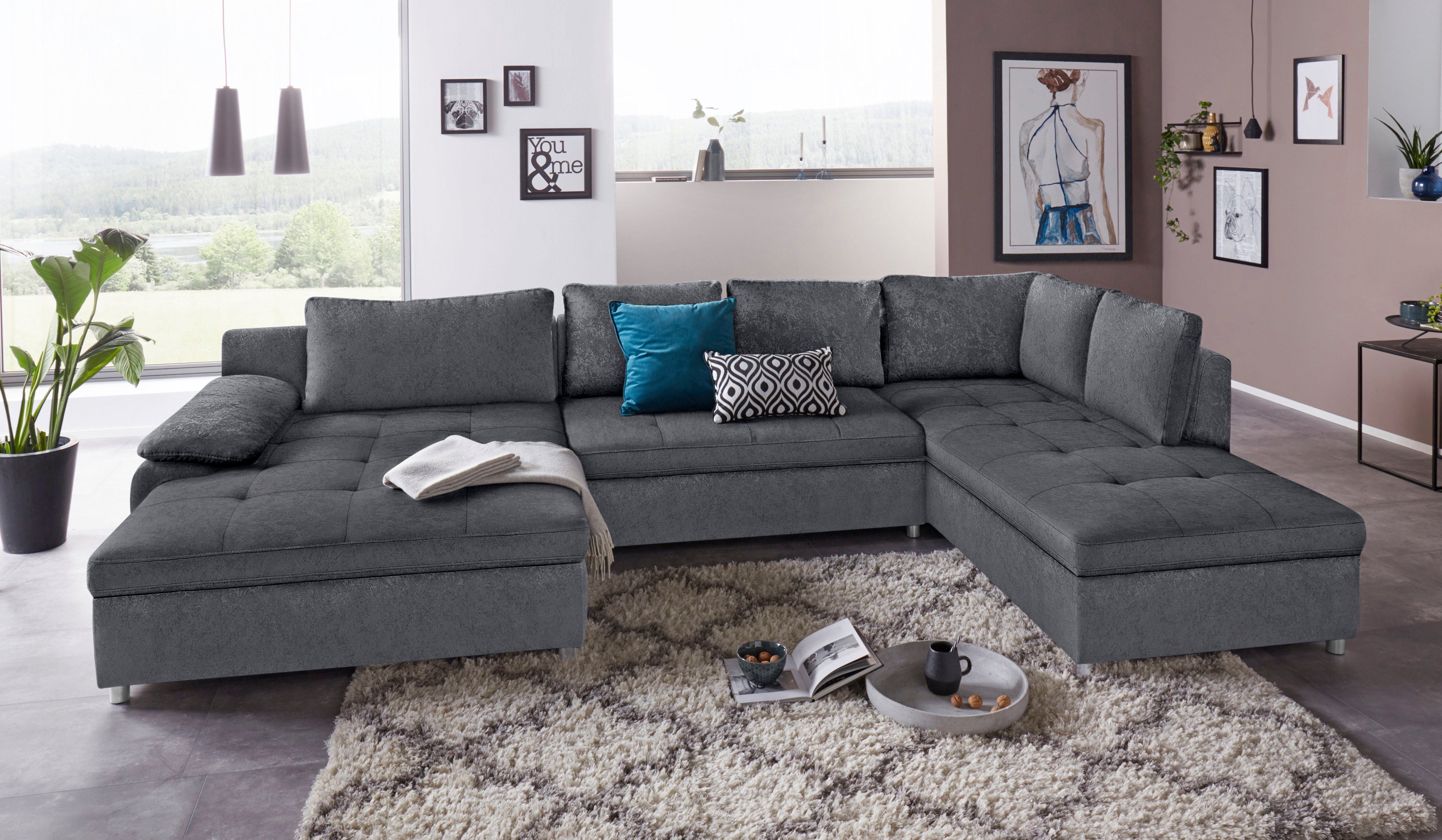 sit&more Wohnlandschaft "Labene U-Form", wahlweise mit Bettfunktion und Bet günstig online kaufen