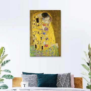 Posterlounge Leinwandbild Gustav Klimt, Der Kuss (Detail), Wohnzimmer Malerei