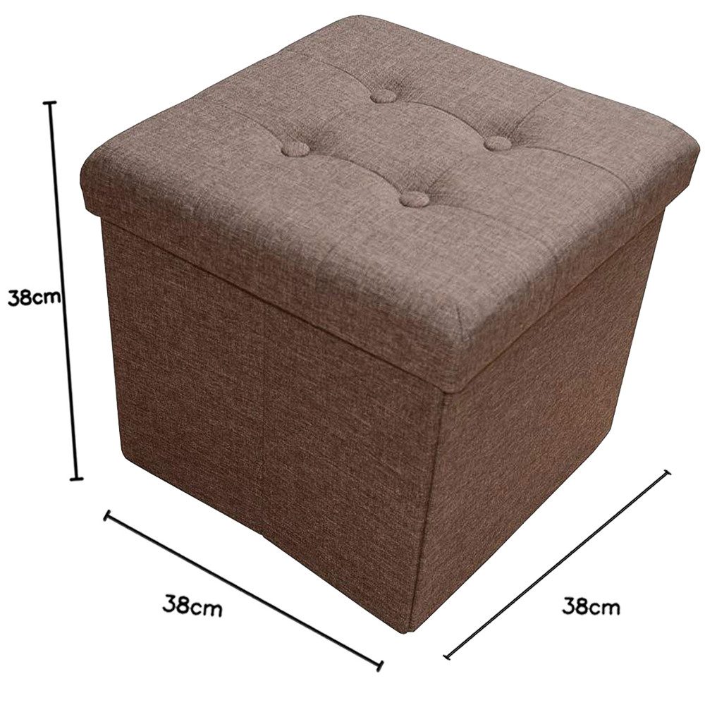 style home Sitzhocker mit Stauraum faltbare Sitzwürfel, Sitzbank Fußhocker für Wohnzimmer Schlafzimmer, Leinen, Braun – Bild 5 von 5