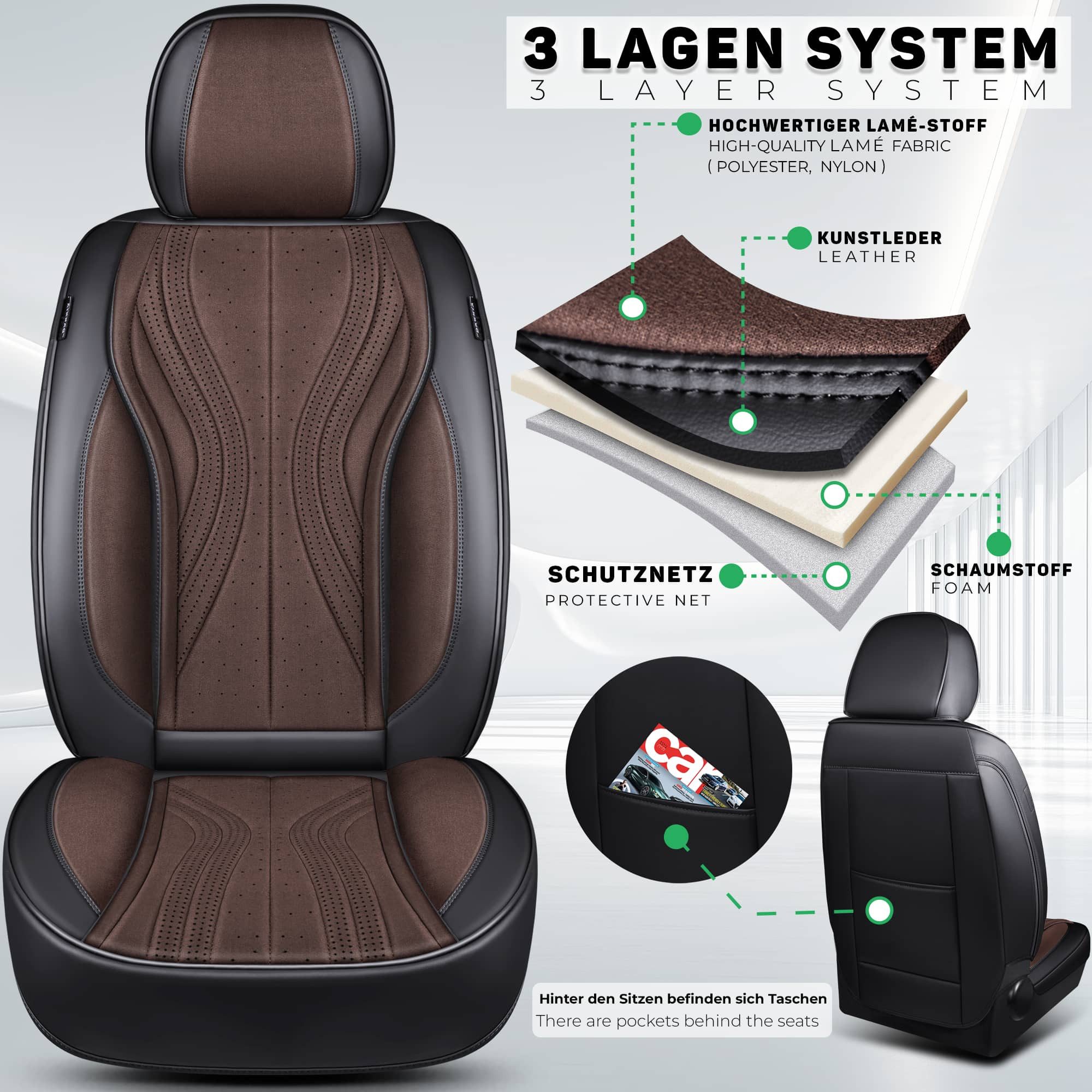 BREMER SITZBEZÜGE Autositzbezug für Suzuki Jimny 2 Bj ab 2018 (M7), Set, Schonbezüge Sitzbezüge Fahrer und Beifahrer, in Schwarz/Braun