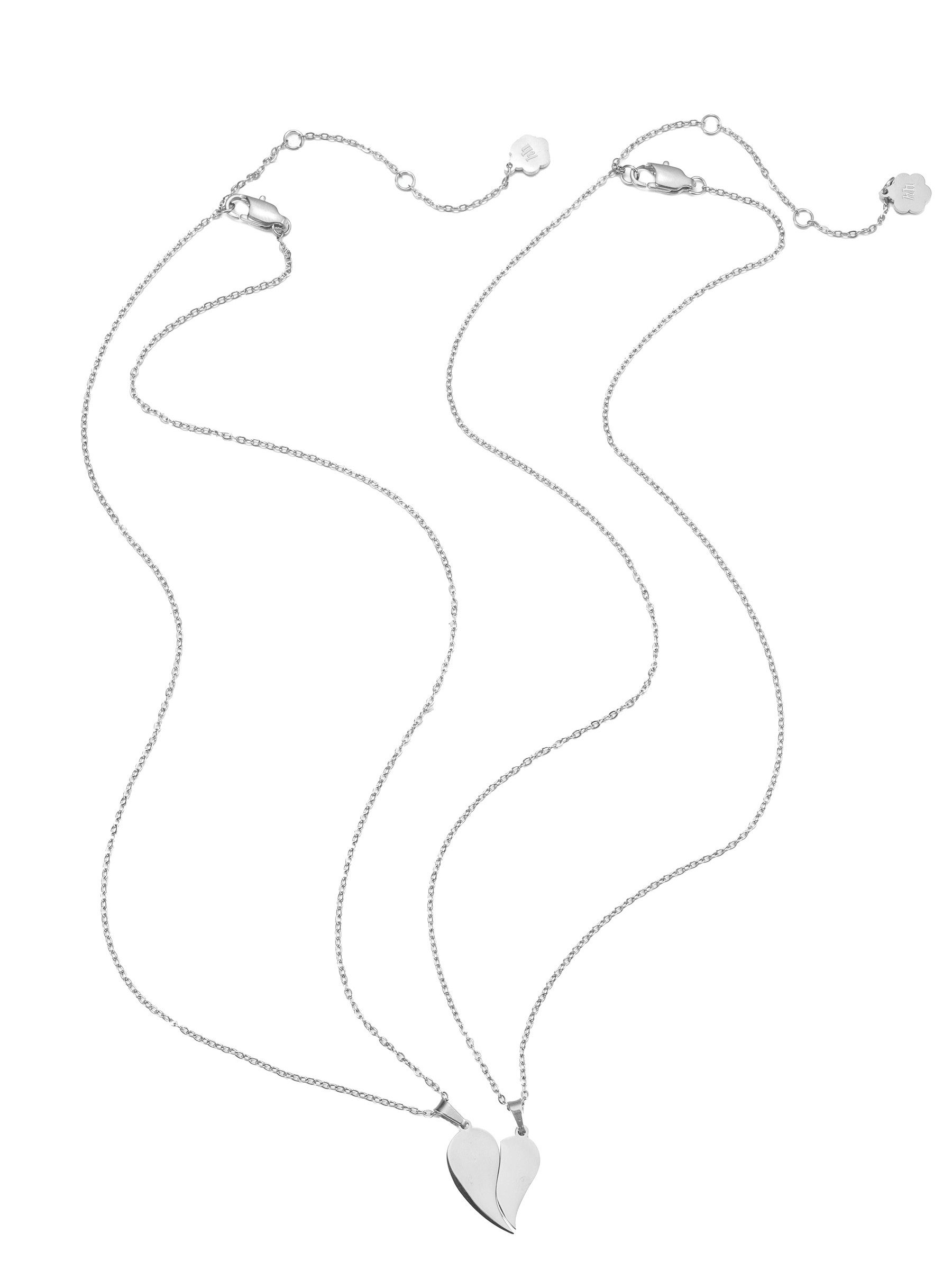 Hey Happiness Partnerkette Herz 2-teiliges Set, Wasserfeste Edelstahl Halskette vergoldet, Freundschaftsketten für Paare & Beste Freunde