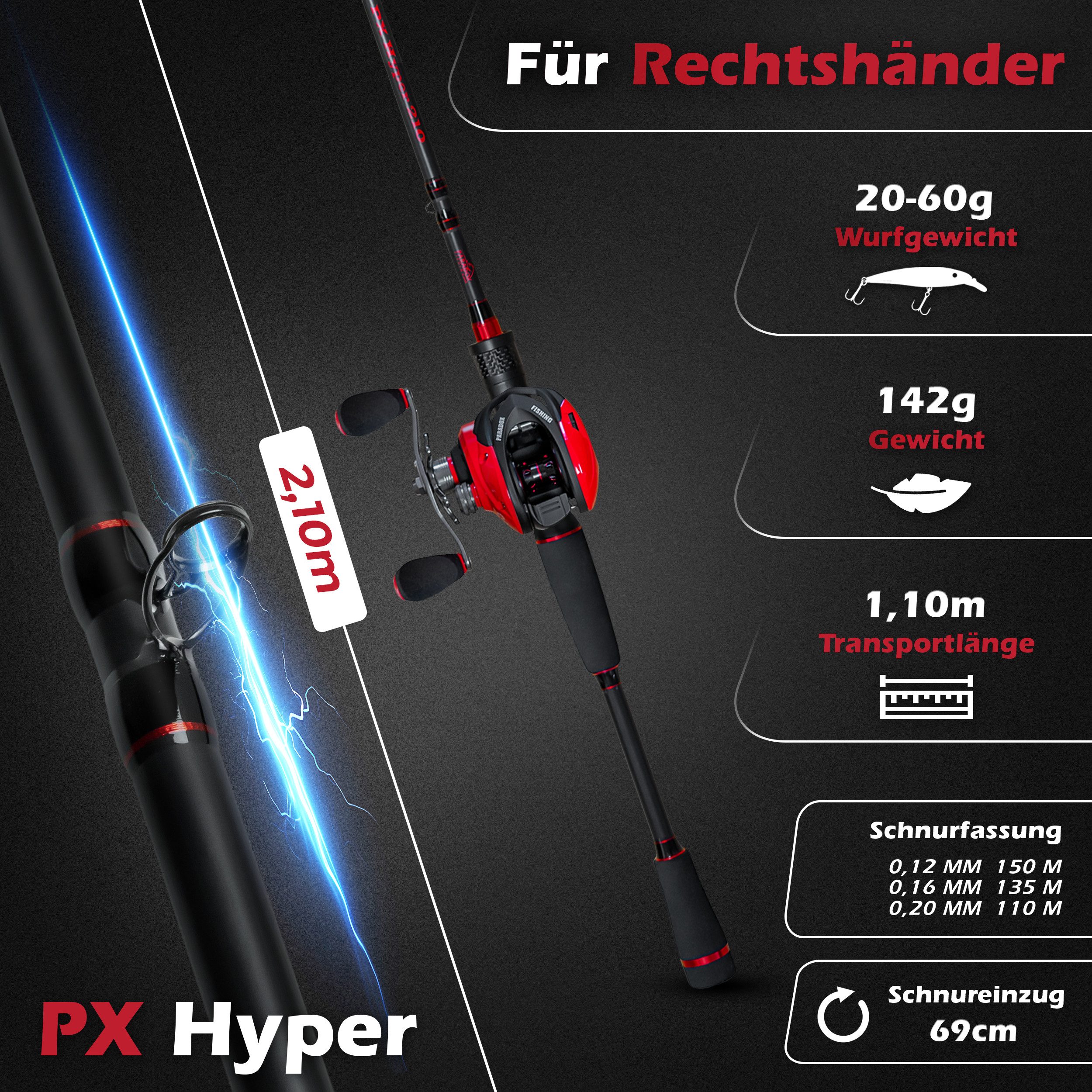 Paradox Fishing Baitcasterrute PX Hyper + Hyper Cast Rolle, (2,10m 10-20g, 15-40g, 20-60g), Magnet Bremse – Bild 2 von 5