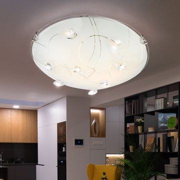 etc-shop LED Deckenleuchte, Leuchtmittel inklusive, Neutralweiß, Farbwechsel, Glas Decken Leuchte Wohnraum Fernbedienung Kristall Lampe