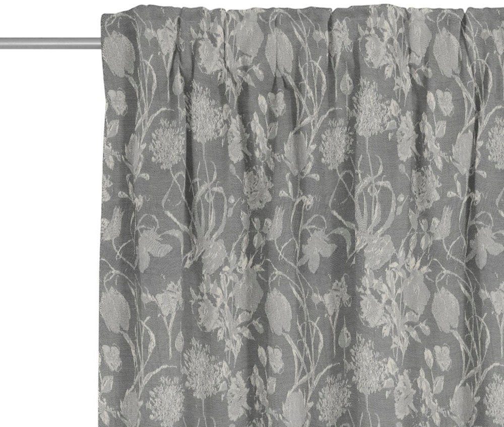 St), dunkelgrau Jacquard, blickdicht, aus Bio-Baumwolle Adam, Vorhang Multifunktionsband (1 nachhaltig light, Flower Cuvée