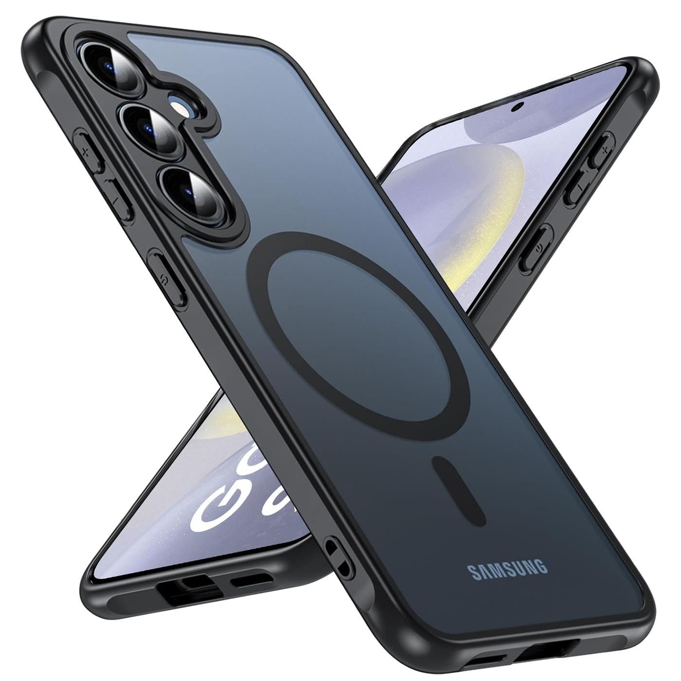 CoolGadget Handyhülle Magnet-Hülle für Samsung Galaxy S24 Schutzhülle magnetisch 6,2 Zoll, Hülle Matt Stoßfest kompatibel mit QI-Laden Zubehör Kameraschutz Case