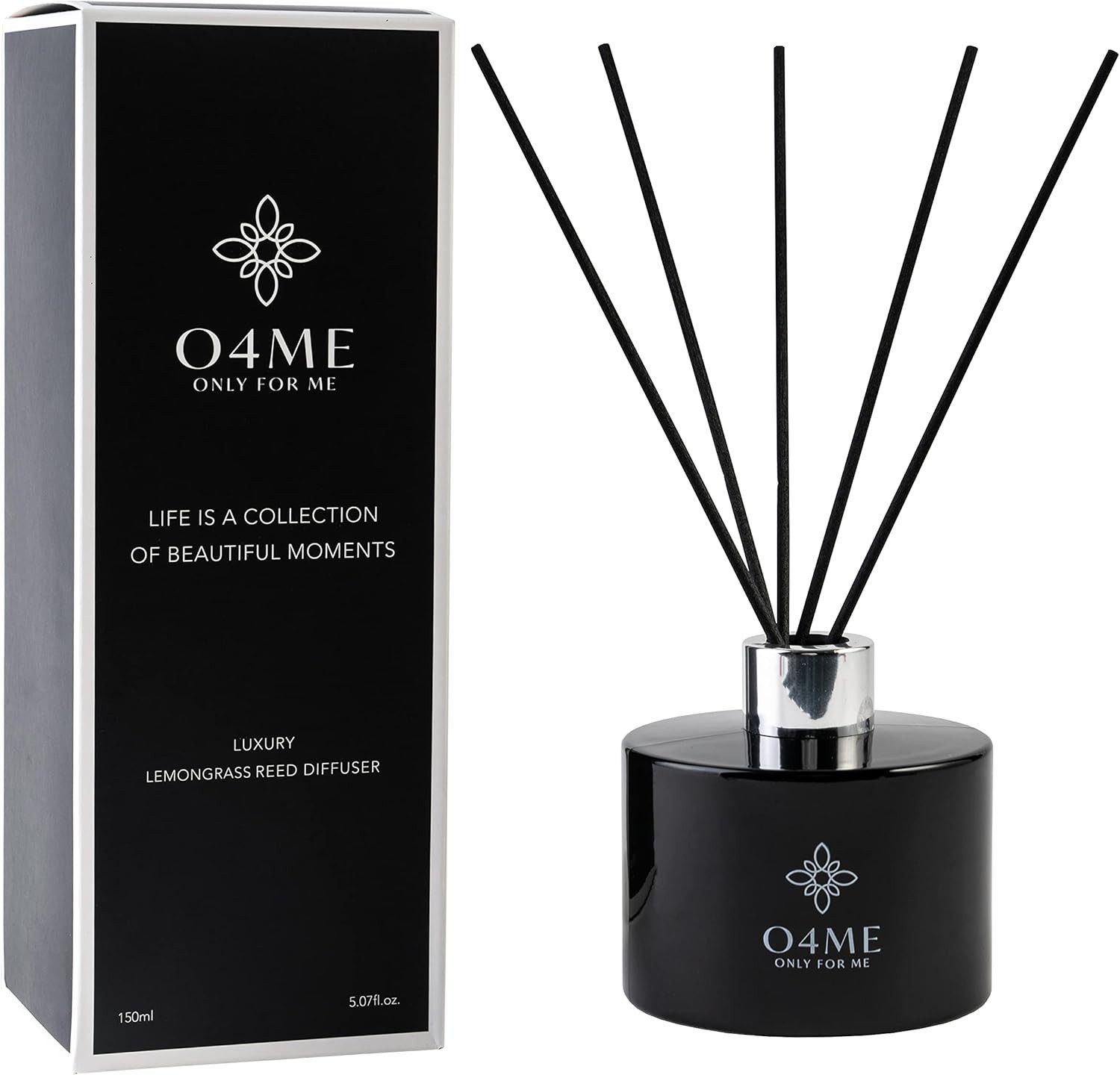 O4ME Raumduft Zitronengras 150 ml inkl. Duftstäbchen Set, elegantes Design (1-St)