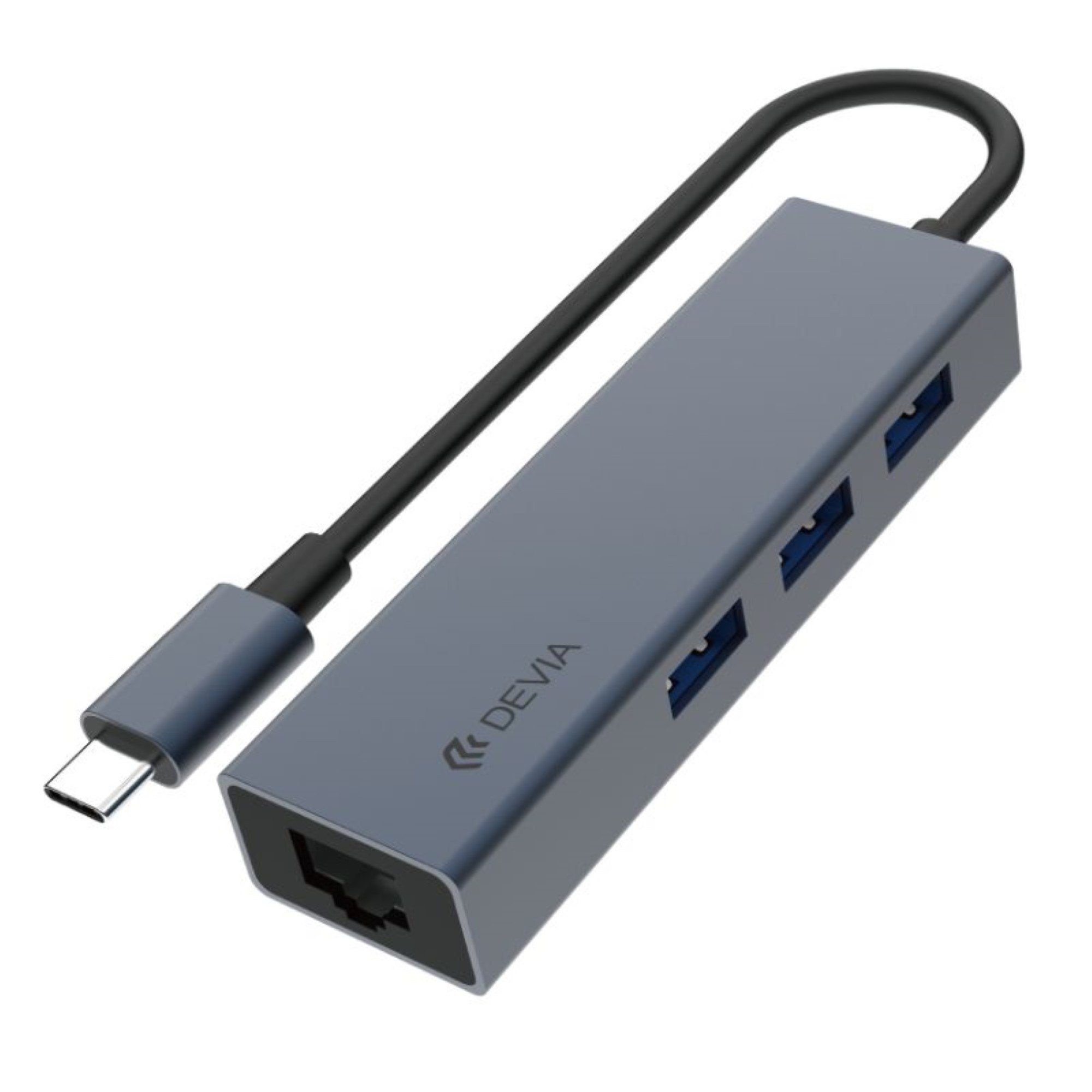 DEVIA 5 in 1 USB Typ C - USB 3.1 + 3x USB 3.0 HUB / Adapter Grau USB-Adapter