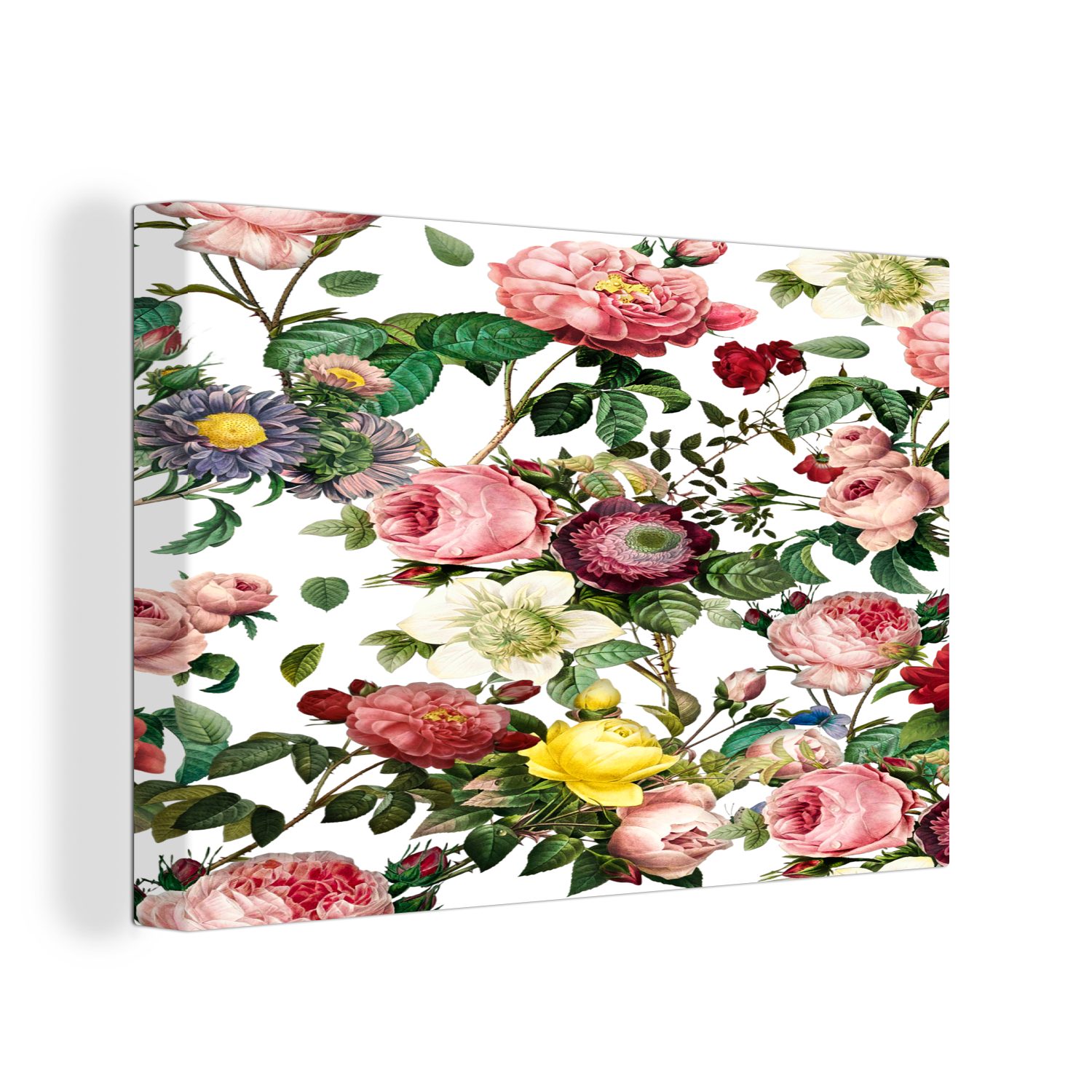 OneMillionCanvasses® Leinwandbild Blumen - Rose - Weiß, (1 St), Wandbild Leinwandbilder, Aufhängefertig, Wanddeko, 30x20 cm