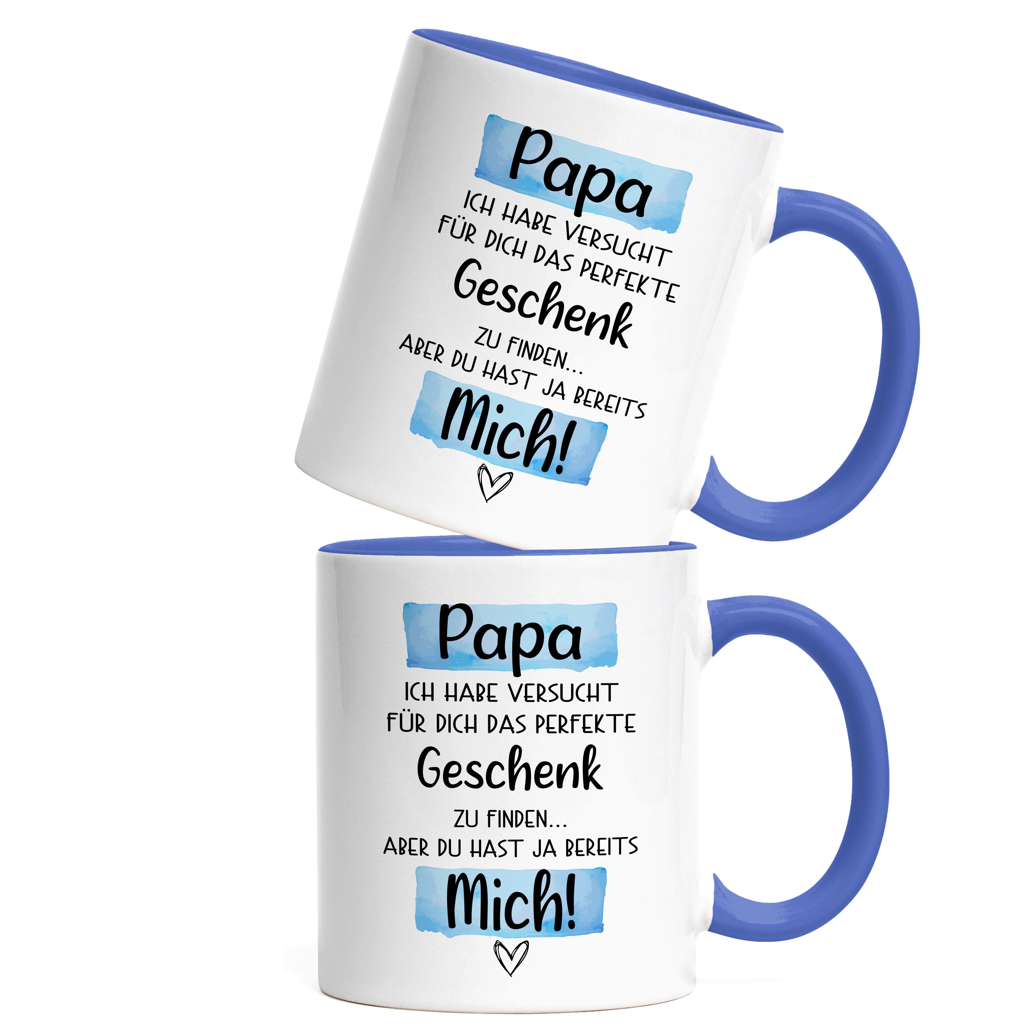 Hey!Print Tasse Papa Vater Geschenkidee Spruch Vatertag Humor Tasse Geschenk Papi Sarkasmus Mit Blau