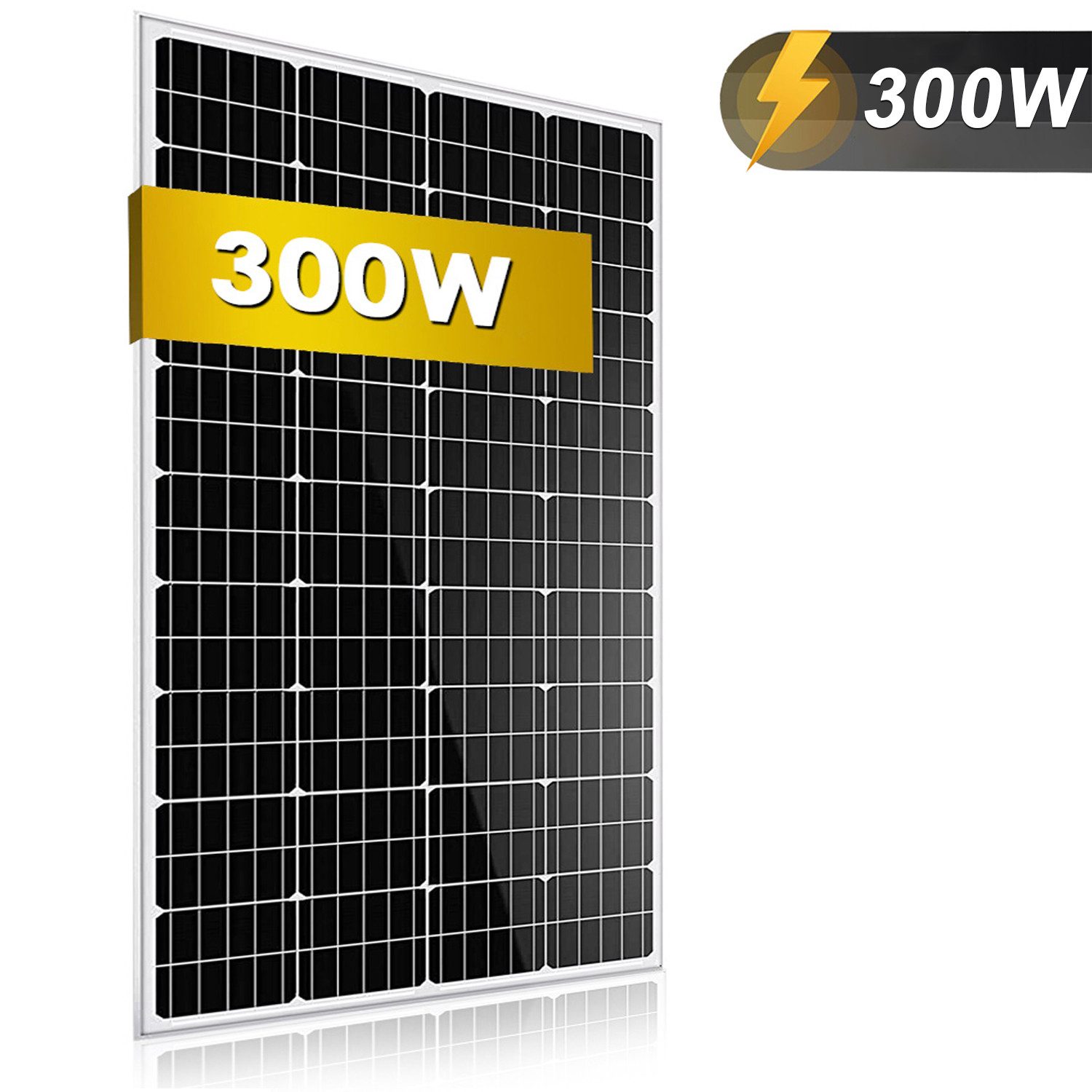 Rhein Beleuchtung Solarmodul 300W Solarpanel 12V – A+ Monokristalline Solarmodule mit Halbzellen, 300 W, Monokristallin, (1-St., Für Wohnmobil, Boot & Garten – Solarpanel mit Alurahmen & 12V Output), Bis zu 1,2 kWh/Tag, 90 % Leistung nach 10 J. – IP65 wetterfest