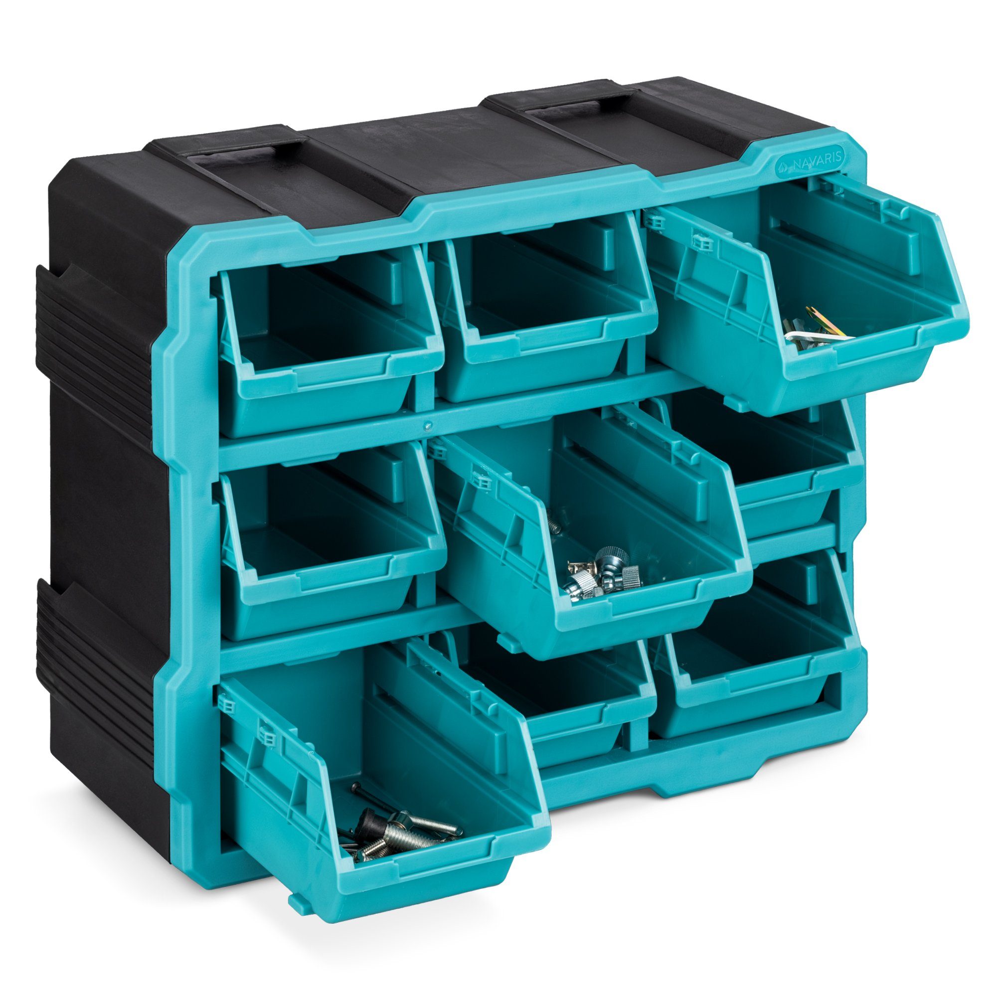 Navaris 3er Set Schrauben-Sortierbox – Stapelbar, Für Werkzeugwand, Mit Schienen Zur Wandmontage