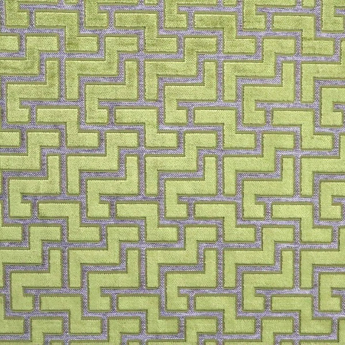 Stofferia Stoff Polsterstoff Samt Jacquard Laberinto Limettengrün, Breite 140 cm, Meterware