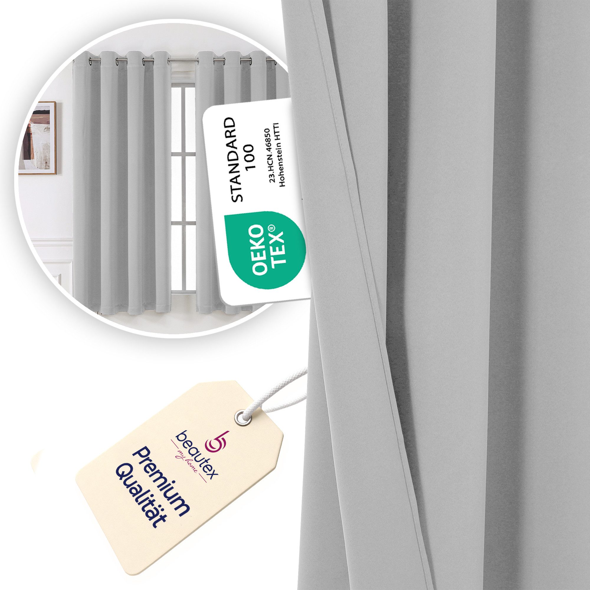 Beautex Verdunkelungsvorhang mit Ösen Vorhang, Gardine blickdicht abdunkelnd (1 St), Ösen, verdunkelnd, Blackout, blickdicht, waschbar, Ösenaufhängung, Farbwahl