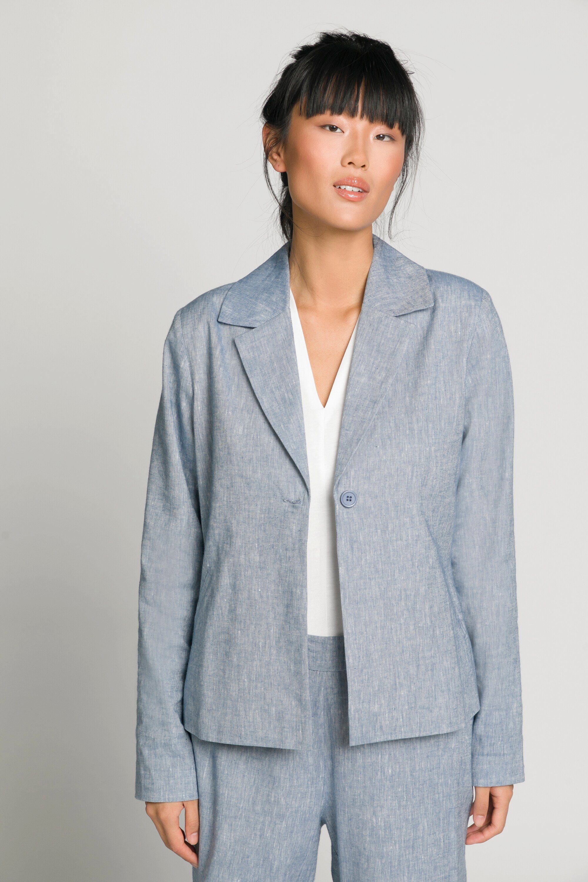 Gina Laura Jackenblazer Blazer Identity Leinenmix Boxy-Form Reverskragen