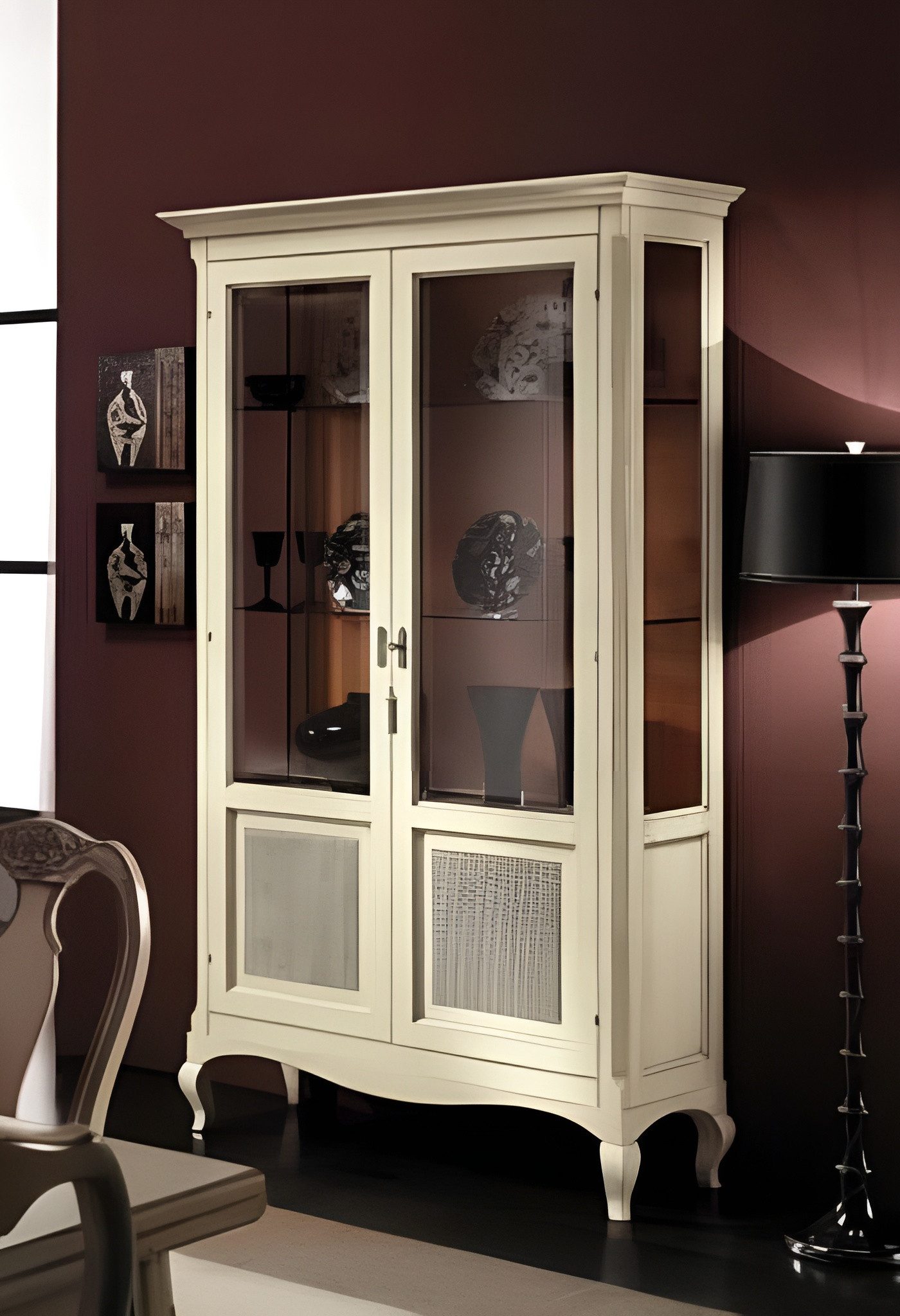 JVmoebel Vitrine Holz Schränke Klassische Anrichte Möbel Italienische Braun Made in Italy