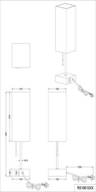 TRIO Leuchten Schreibtischlampe Ole, Ein-/Ausschalter, USB-Anschluss mit Ladefunktion, ohne Leuchtmittel, warmweiß - kaltweiß, Nachttischlampe Zugschalter USB-C Lademöglichkeit exkl 1xE27 max 25W