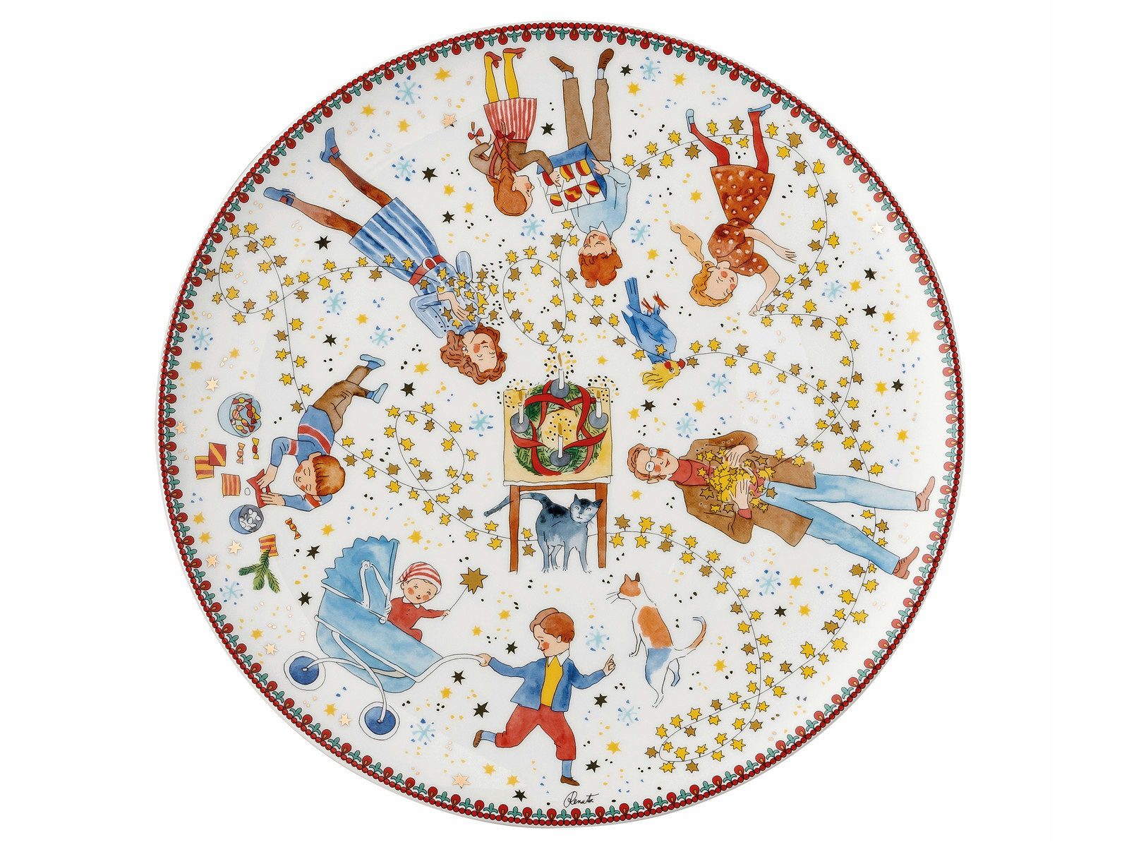 Hutschenreuther Gebäckteller Sammelkollektion 2024 Weihnachtsleuchten Plätzchenteller 28cm, Porzellan, (Plätzchenteller)