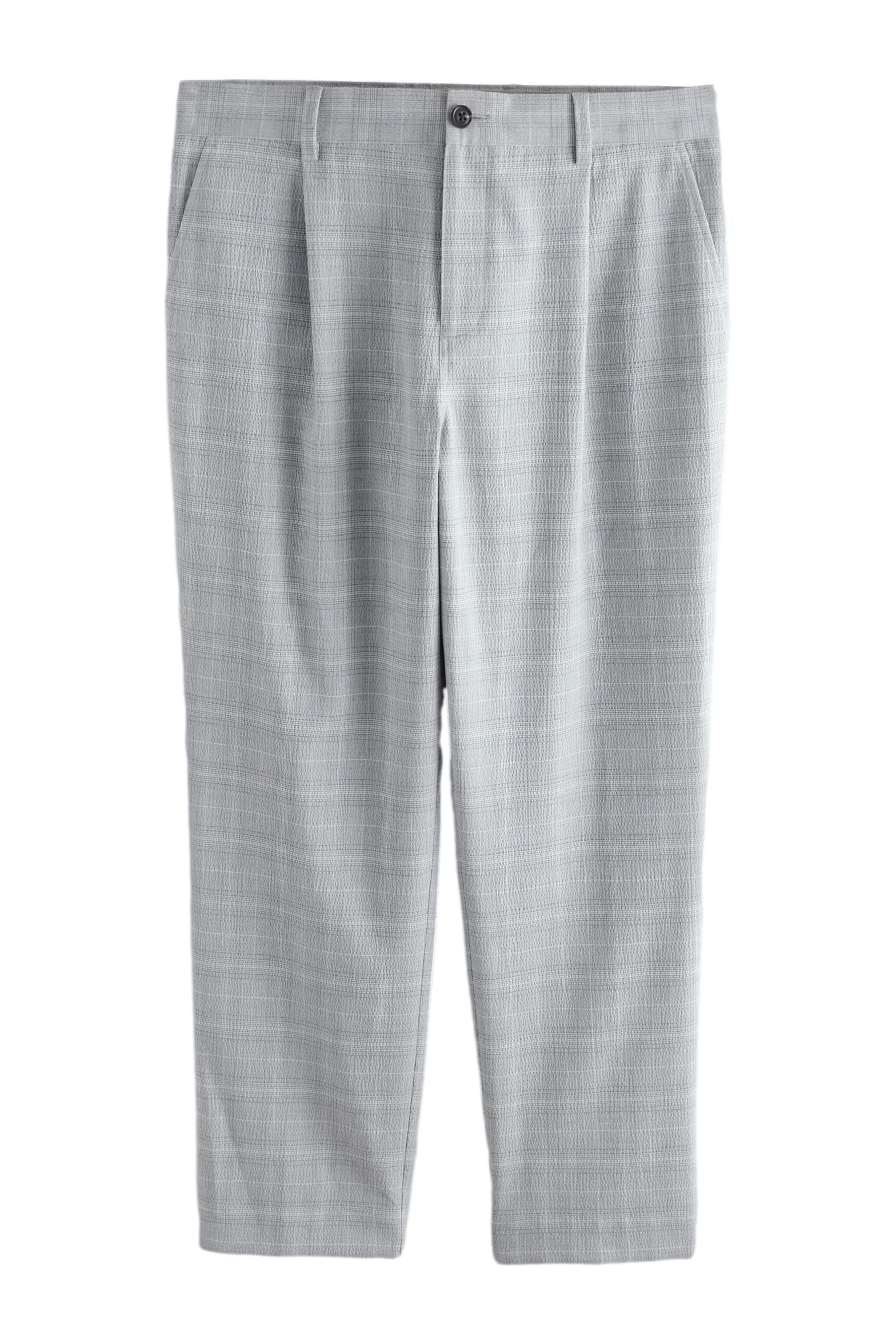 Next Anzughose Relaxed Fit Seersucker Anzughose mit Karomuster (1-tlg)
