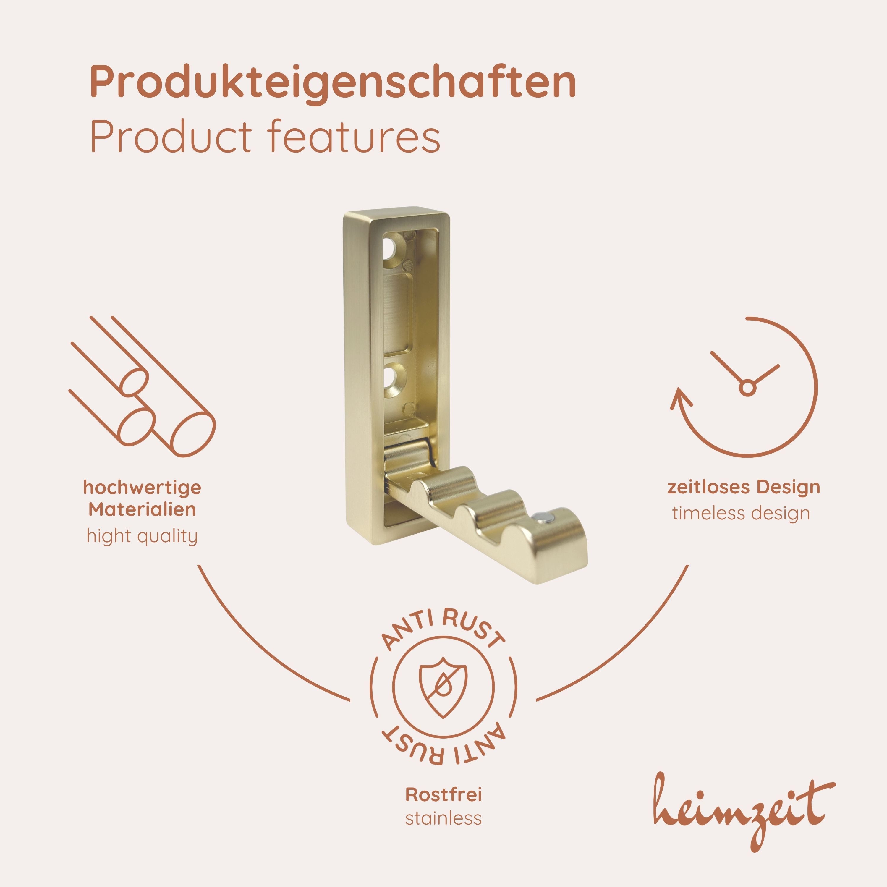 heimzeit Garderobenhaken heimzeit Kleiderhaken Edge - 4 Stück (Set, 4 St), Wandhaken für Garderobe, Jacke, Handtuch, Rucksack und Kleidung
